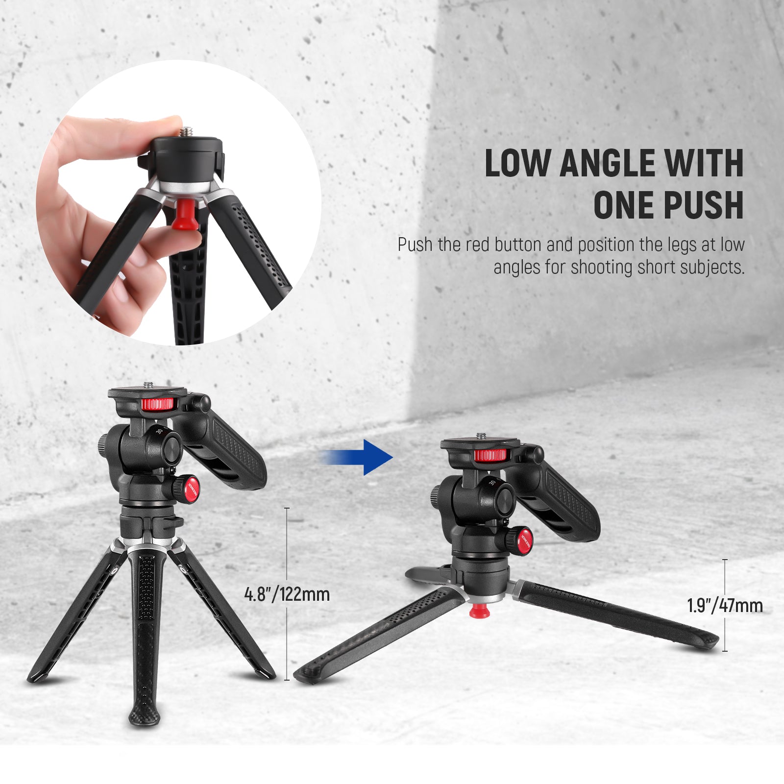NEEWER TS003 Mini Tripod Stand for DSLR Camera, Smartphone, iPhone, GoPro - Compact & Lightweight Travel Tripod for Vlogging, Photography, Video Shooting (Indoor & Outdoor Use)