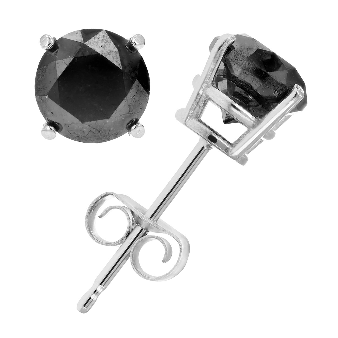 10 Cttw Black Diamond Stud Earrings .925 Sterling Silver Round Push Backs - Elegant Jewelry for Women, Perfect for Weddings, Parties & Everyday Wear