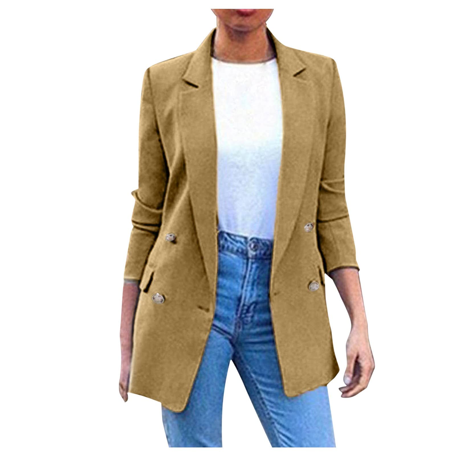 Elegant Women's Notched Collar Double Breasted Long Vest Coat - Stylish Mid-Length Outerwear for Fall & Winter - Perfect for Office, Dating & Formal Occasions