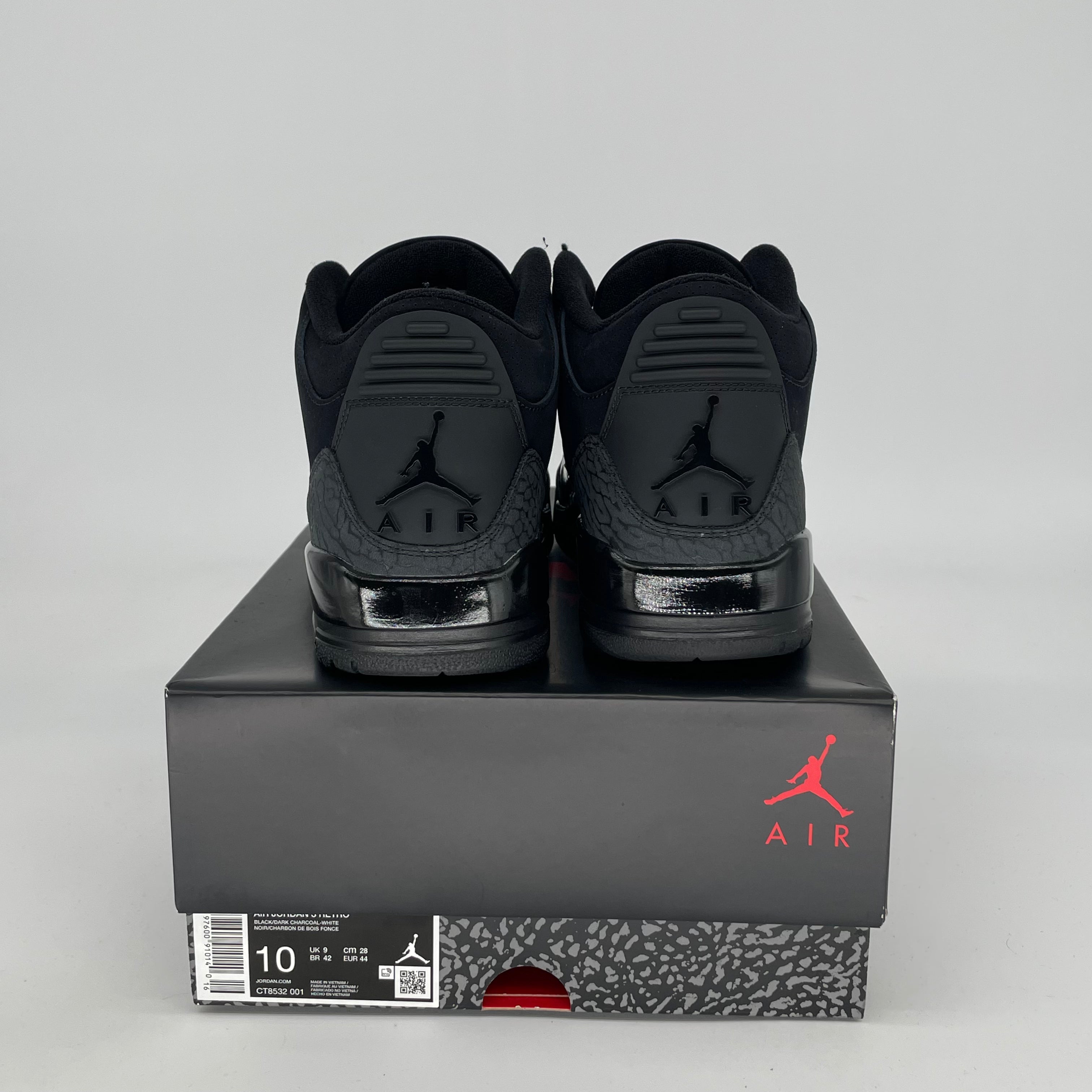AIR JORDAN 3 Black Cat Men's Basketball Shoes Size 10/11.5W - Style CT8532-001 | Retro Sneakers for Streetwear & Casual Outfits