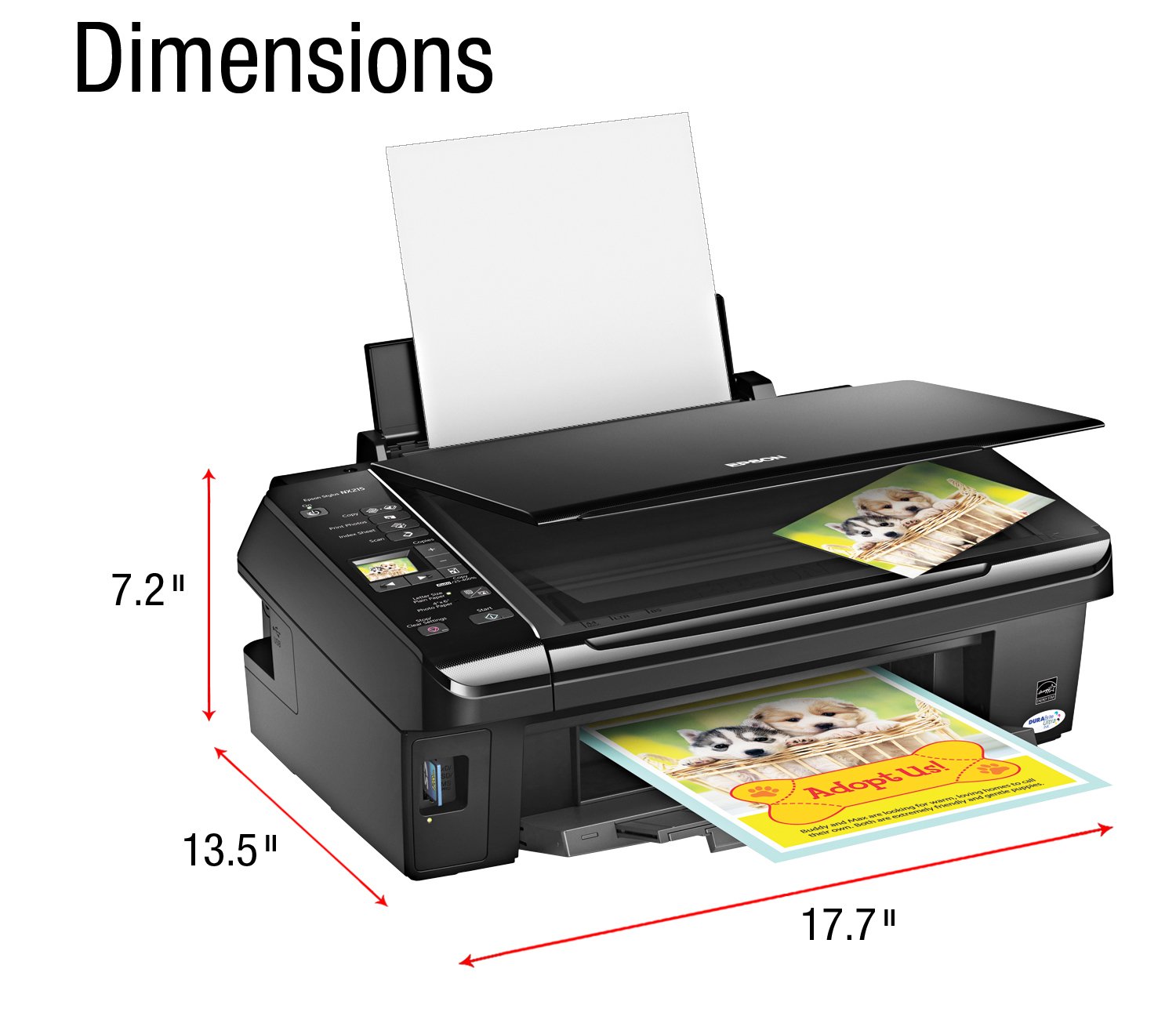 Epson Stylus NX215 All-in-One Color Inkjet Printer with Scanner, Copier & Fax | Wireless Printing | Compact Design for Home & Small Office (C11CA47231) | Perfect for Documents, Photos & School Projects