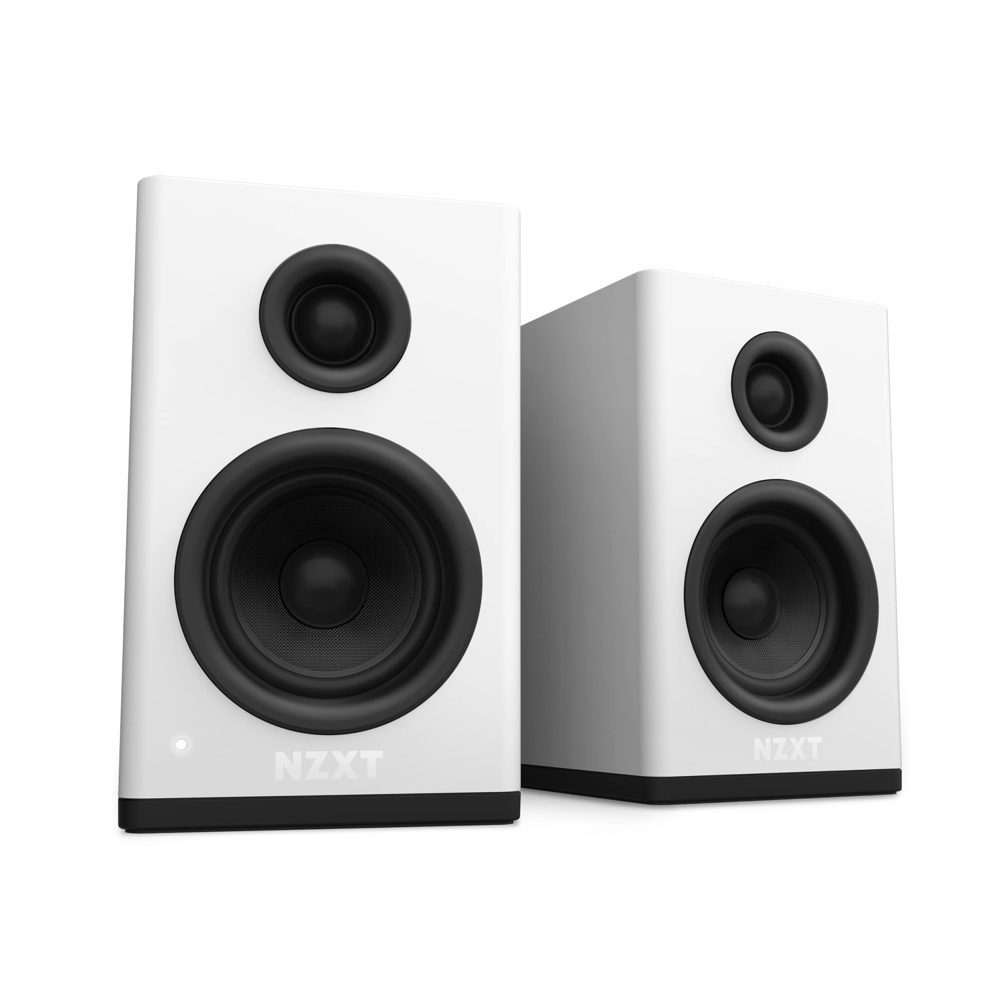 NZXT Relay PC Gaming Desktop Speakers - 80W Bookshelf-Style White Speakers with Silk Dome Tweeters & Glass Fiber Woofers - High Dynamic Range for Gaming, Streaming & Home Office Setup