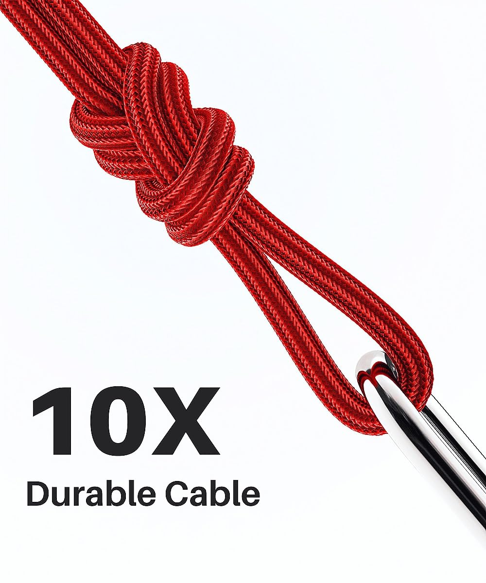 2-Pack 6ft USB-C to USB-A Cable 10Gbps Fast Charging & Data Sync - Braided Nylon USB 3.2 Gen 2 Cord for iPhone 16/15 Pro Max, Samsung Galaxy S24/S23/S22 - Compatible with Android Auto & CarPlay (Red) - Perfect for Home, Office & Car Charging