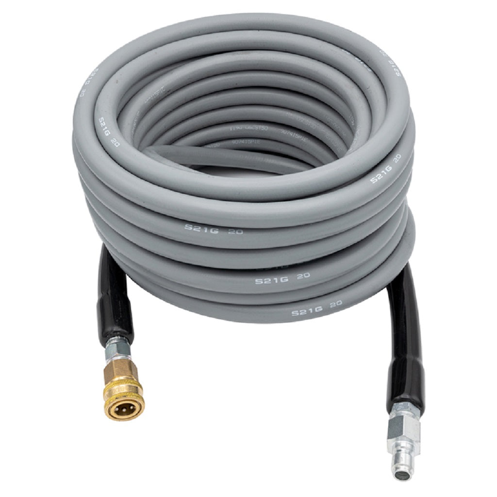 Grey Storm 3/8 Inch ID 4000psi Single Braid Smooth Grey Hot Water Hose - High Temperature Resistant (248°F) with Quick Connect Ends - Perfect for Pressure Washers, Hydraulic Systems & Industrial Hot Water Applications