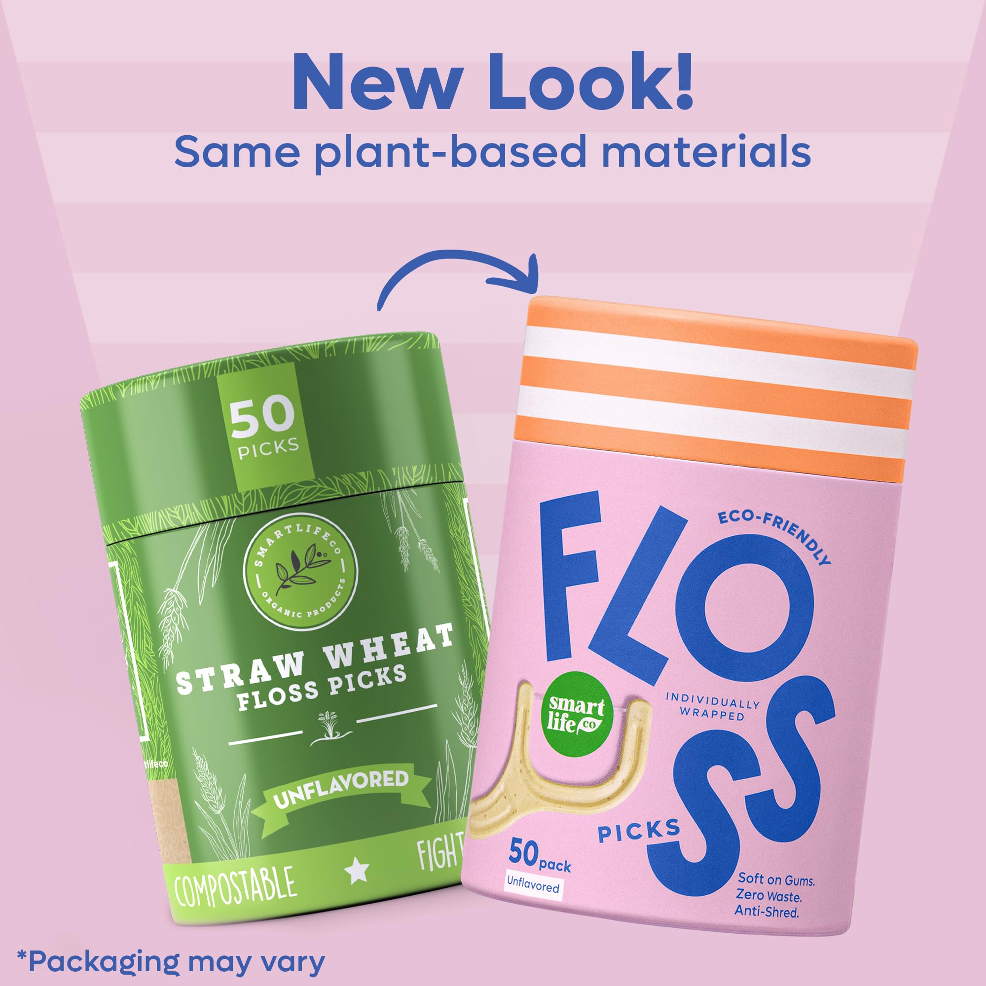 Biodegradable Dental Floss Picks - Eco Friendly Unflavored Toothpicks with Soft Straw Wheat Handle | 50 Count, Compostable & Zero Waste Oral Care | Perfect for Travel, Office, and Home Use