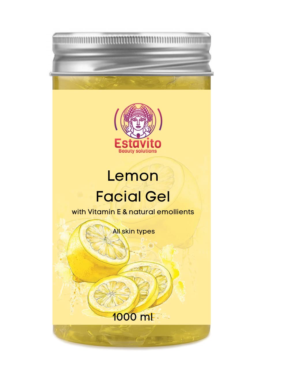 ESTAVITO Lemon Massage Gel 1000g - Skin Detox & Instant Glow Face & Body Gel for All Skin Types - Perfect for Spa, Home Massage & Skin Brightening Therapy
