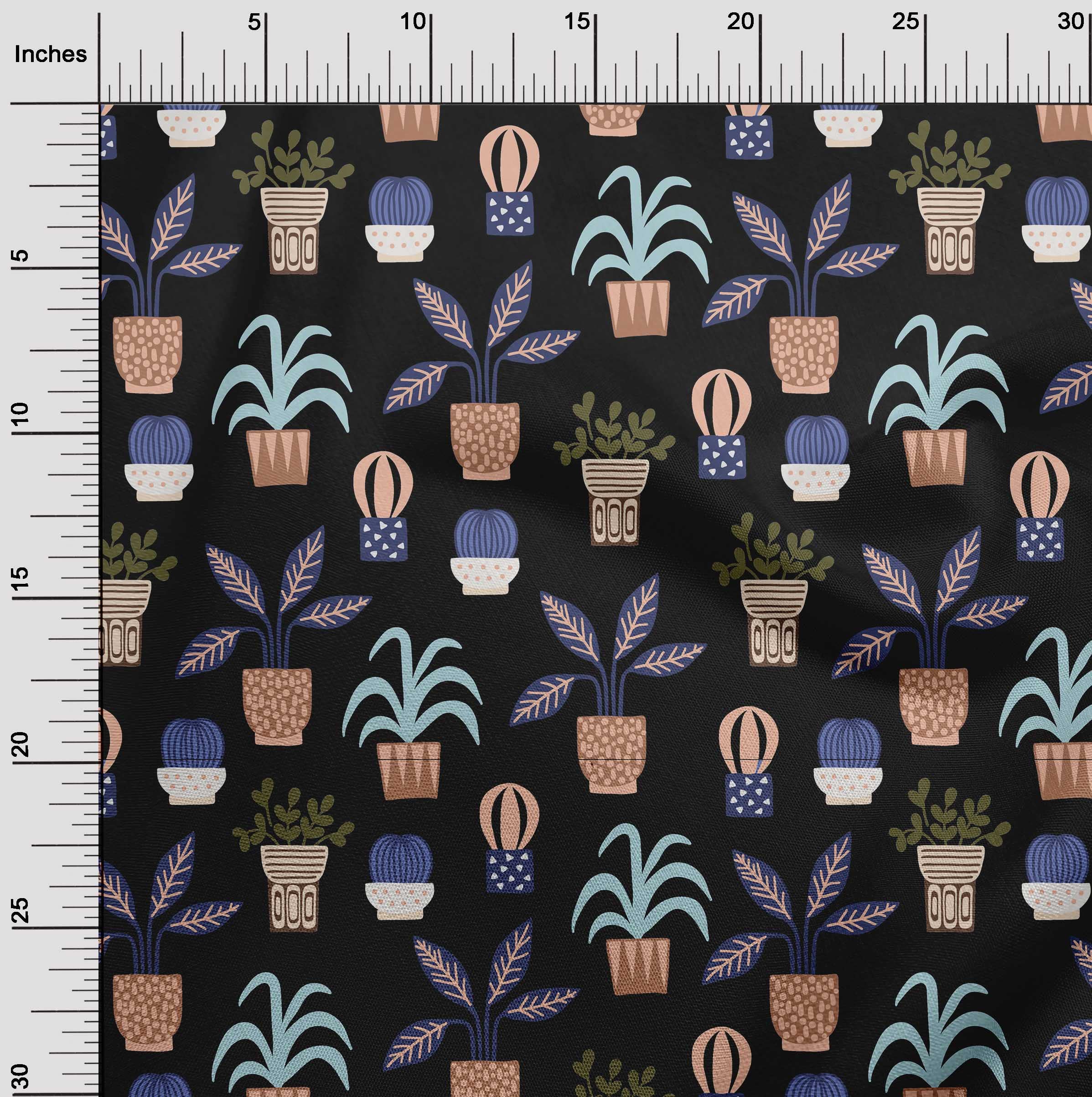 oneOone Polyester Spandex Black Floral Print Fabric - 56 Inch Wide for DIY Clothing, Home Decor & Sewing Projects | Perfect for Dresses, Curtains & Crafting Supplies