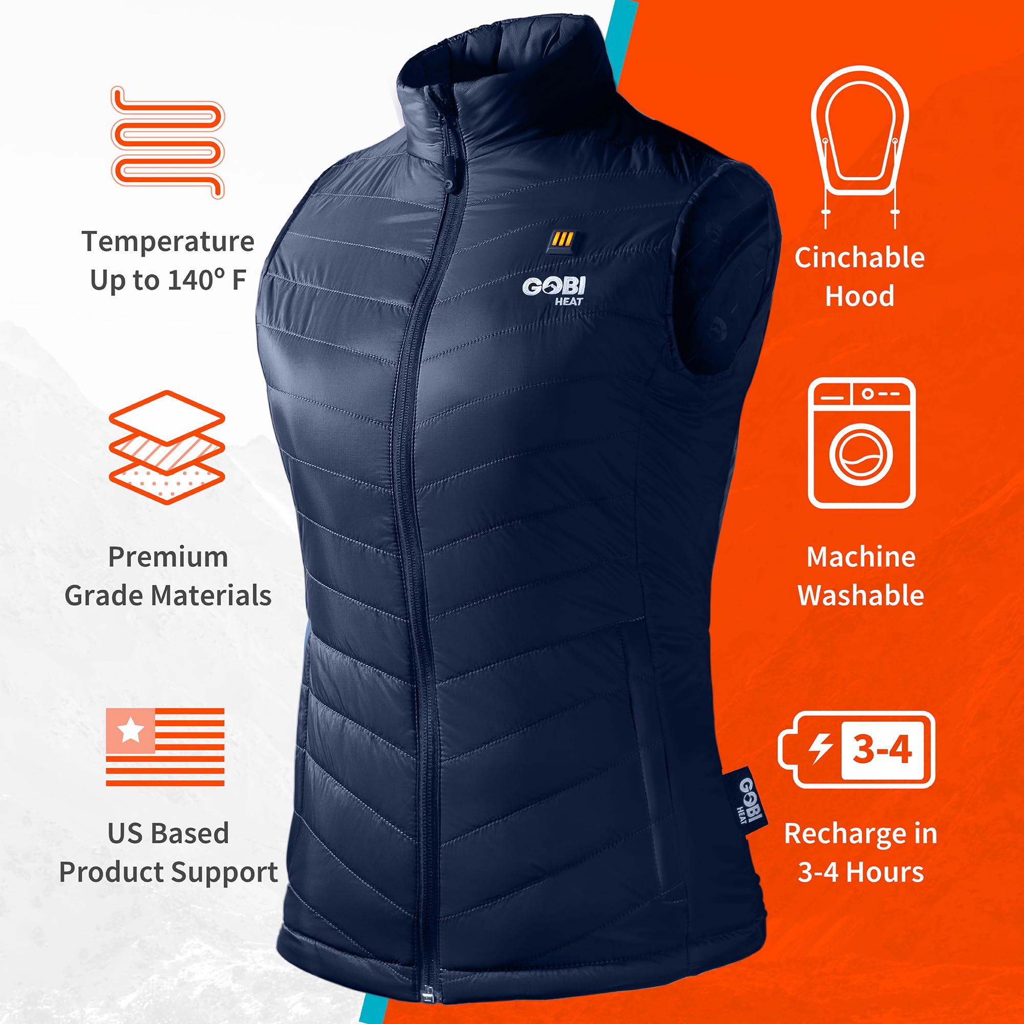 Dune Women's Heated Vest with Battery & Charger - 10 Hours Heating for Winter Outdoor Activities | Machine Washable | Perfect for Hiking, Skiing & Cold Weather Commute