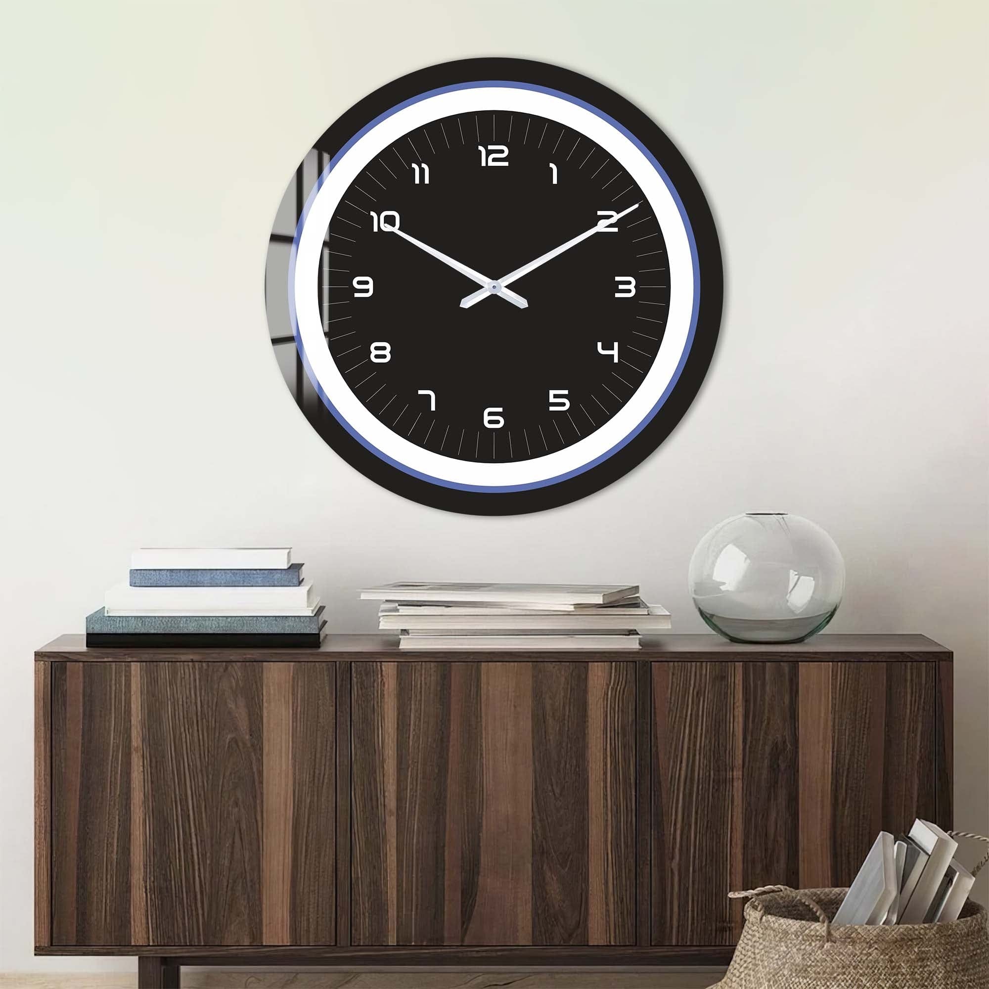 Sapphire Touch III Premium Glass Wall Clock - Elegant Home & Office Decor for Living Room, Bedroom, Kitchen | Silent Non-Ticking Modern Design