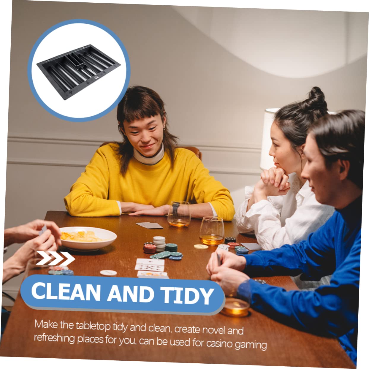 Texas Holdem Poker Chip Tray - Plastic Dealer Chip Holder for Casino Style Poker Games, Poker Night Accessories, and Home Game Tables - Perfect for Poker Tournaments, Card Games, and Casino Themed Parties