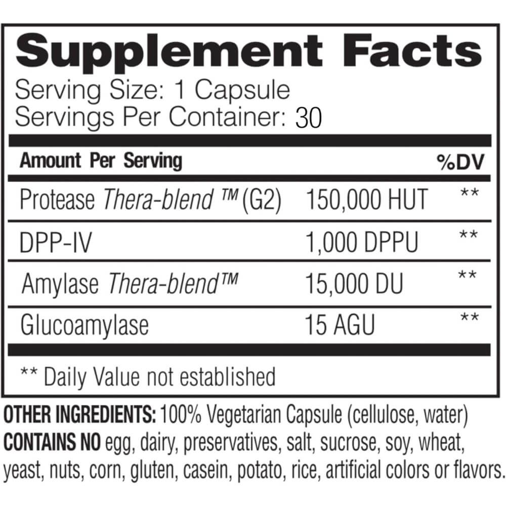 Enzymedica GlutenEase Extra Strength Digestive Enzyme Supplement - 30 Capsules for Gluten & Dairy Sensitivity - Supports Digestion After Meals for Active Lifestyles