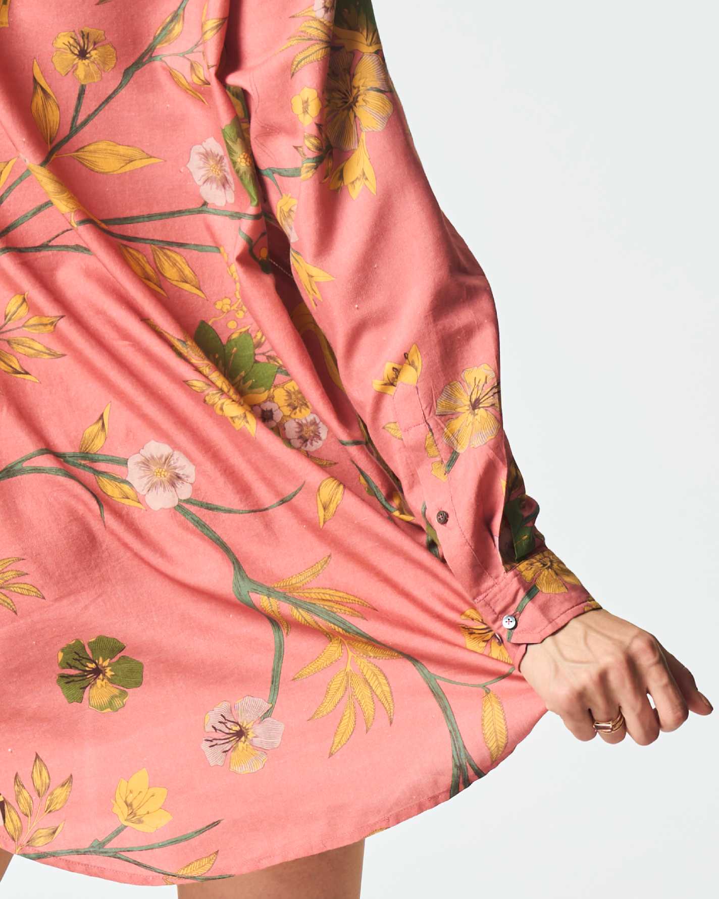 Oversized Cotton Silk Shirt with Rose Print - Elegant Loose Fit Blouse for Women | Perfect for Casual Wear, Office Outfits & Date Nights