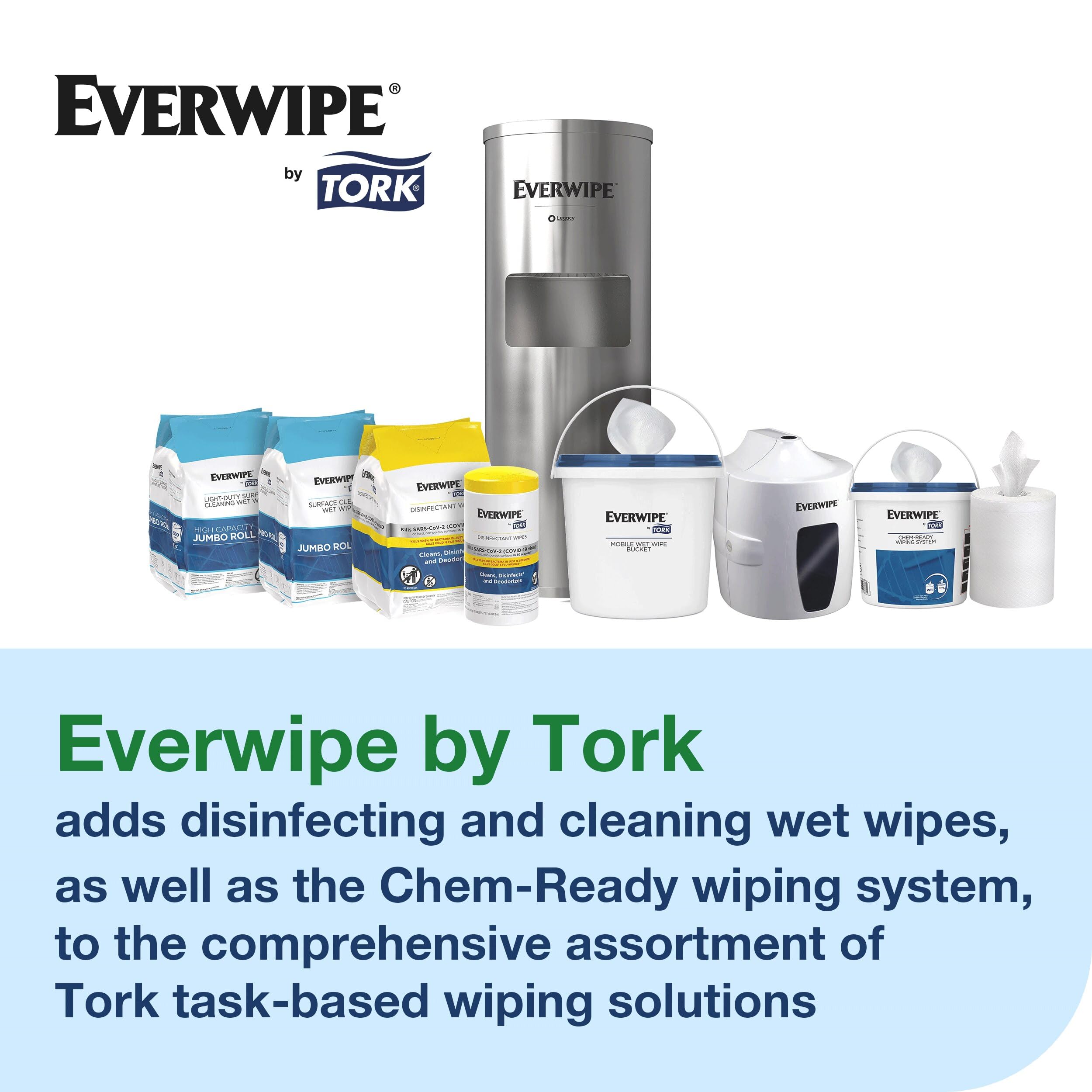 Tork Everwipe Stainless Steel Wet Wipe Dispenser with Built-In Trash Bin - Heavy Duty Commercial Grade (Model 192853, SSWIPE-DISP) - Perfect for Restaurants, Hospitals, and Office Break Rooms