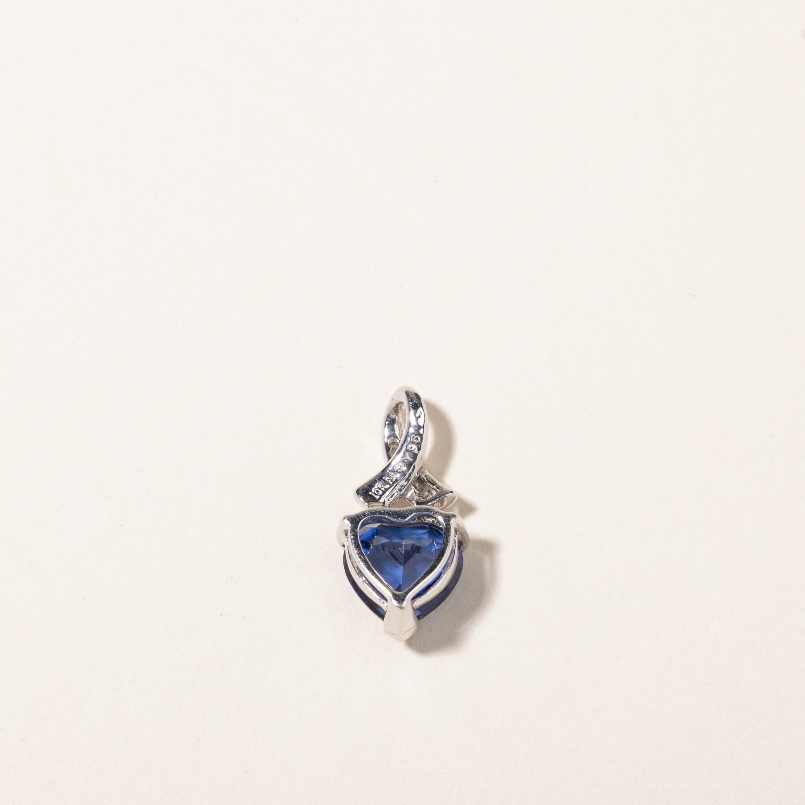 10K White Gold Sapphire & Diamond Heart Pendant Necklace - 4.04ct Natural Sapphire & 0.04ctw Diamonds - Elegant Jewelry Gift for Women - Perfect for Valentine's Day, Anniversary & Special Occasions