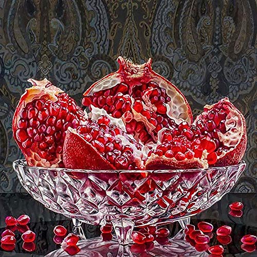 5D DIY Cross Stitch Diamond Mosaic Kit - Large & Small Size Red Pomegranate Pattern, Full Drill Diamond Painting for Home Decor, Wall Art & Creative Gift (E0419) | Perfect for Living Room Decor, Bedroom Art & Craft Lovers