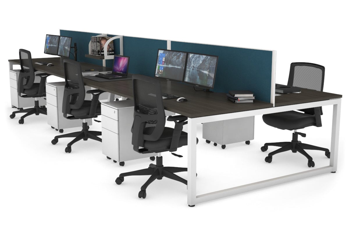 Quadro Loop Legs 6-Person Office Workstation - 1400L x 800W with Cable Management - Perfect for Open Office Layouts & Collaborative Workspaces