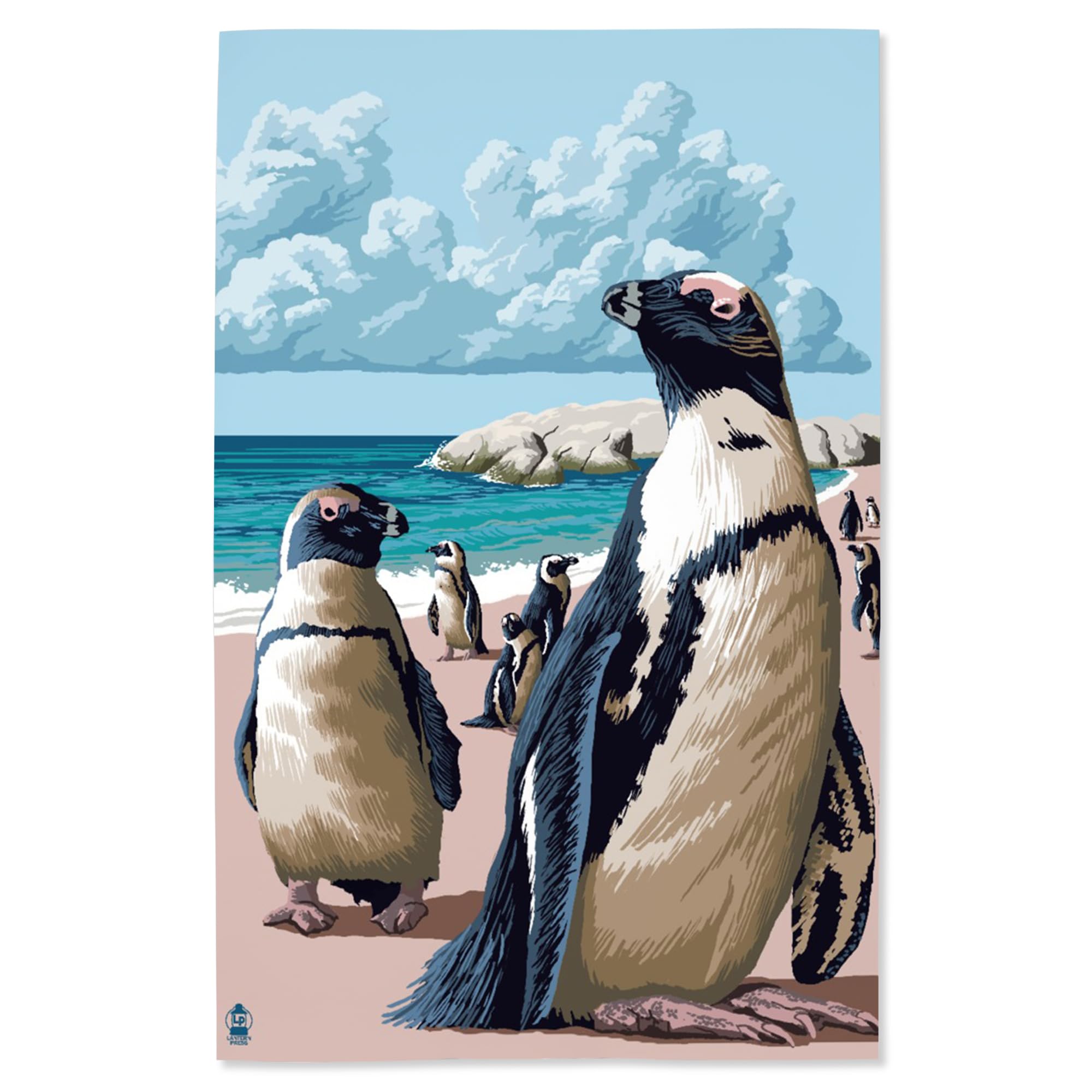 Lantern Press 16x24 Inch Giclee Print - Black Footed Penguins Wall Art | Premium Wildlife Decor for Living Room, Office & Nursery