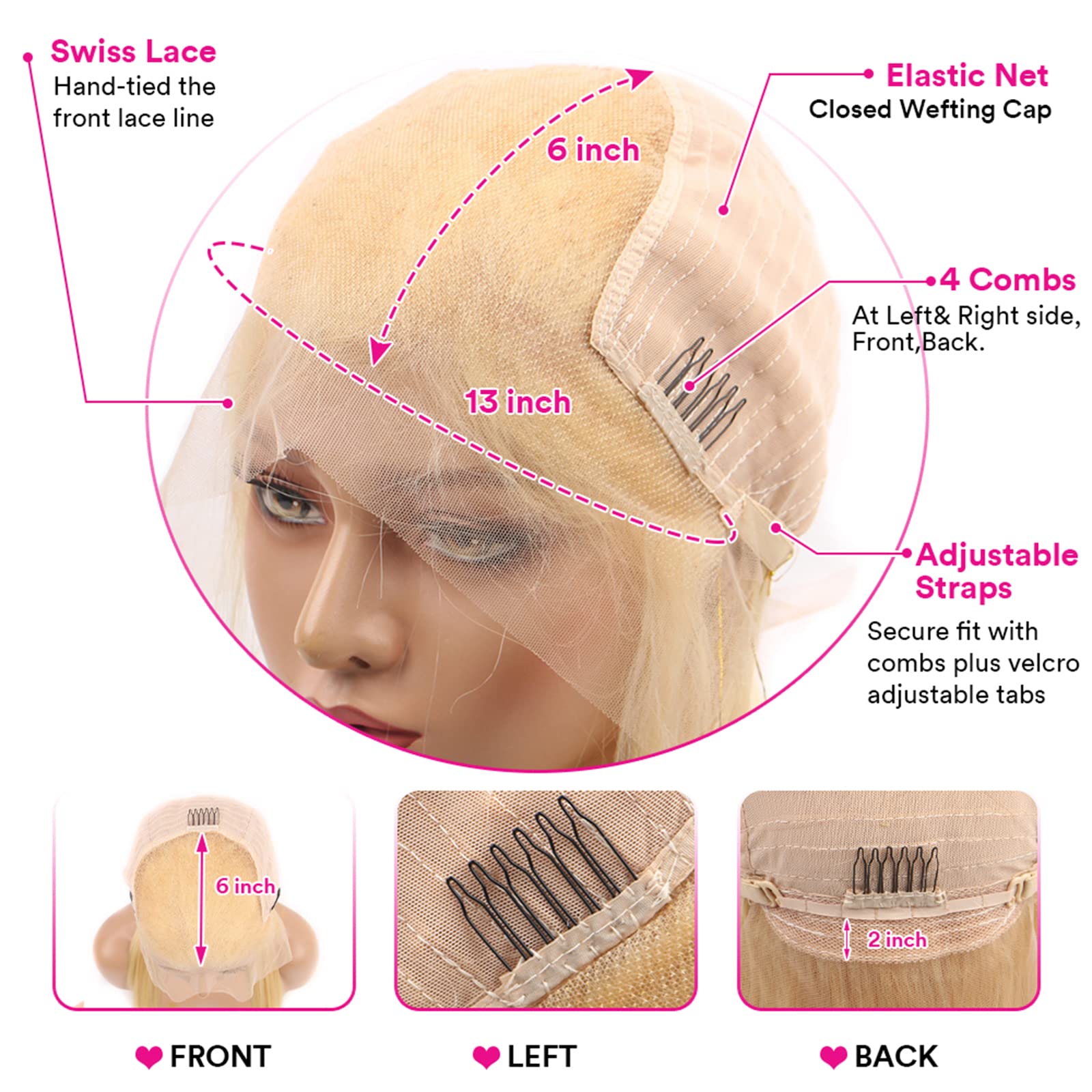 613 Blonde Human Hair Lace Front Wig - 32 Inch 13x6 HD Transparent Lace Frontal with Baby Hair | 180% Density Body Wave | Perfect for Cosplay, Daily Wear & Special Occasions