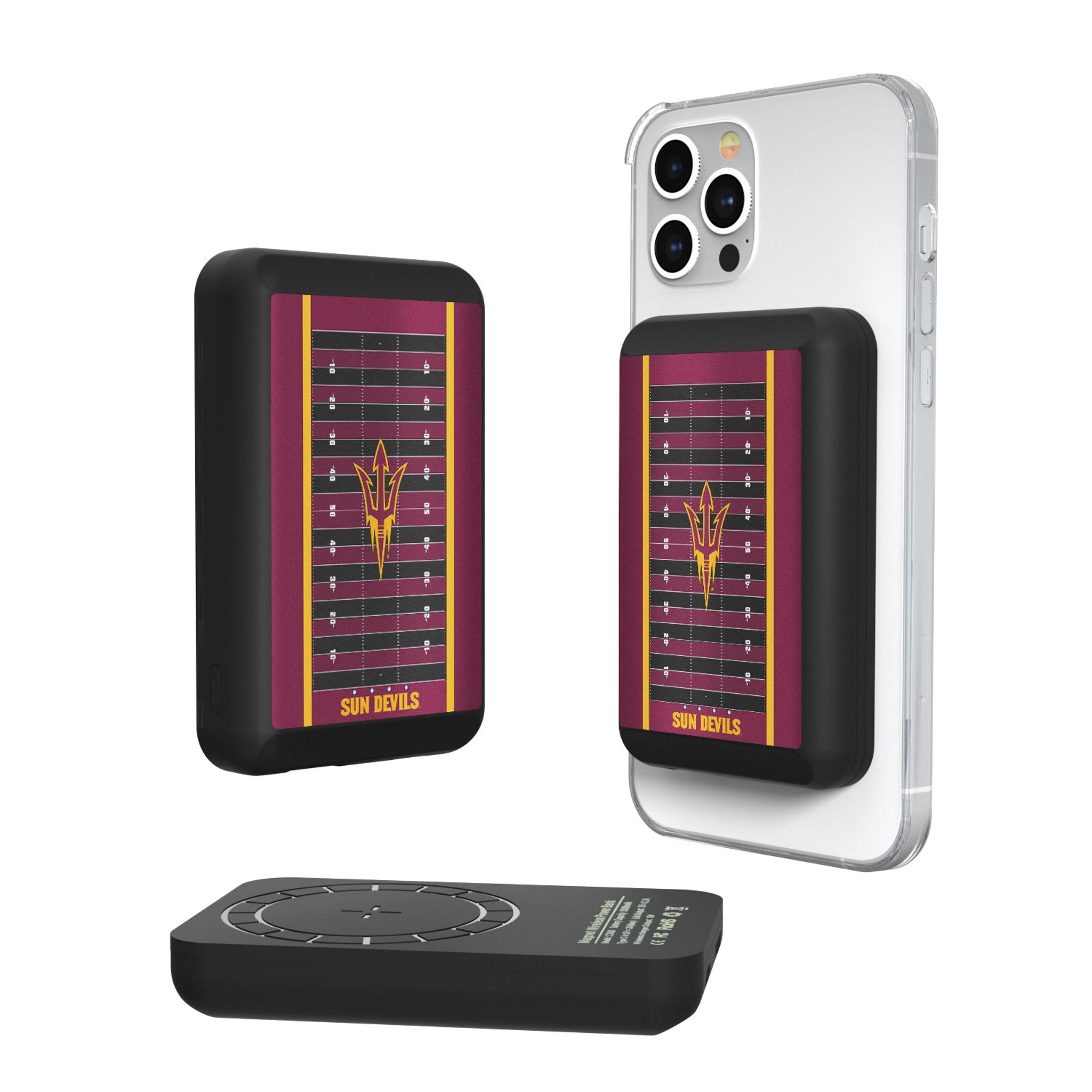 Arizona State University Sun Devils Wireless Magnetic Power Bank - Portable Charger for iPhone, Android, and AirPods - Perfect for Travel, School, and Game Day