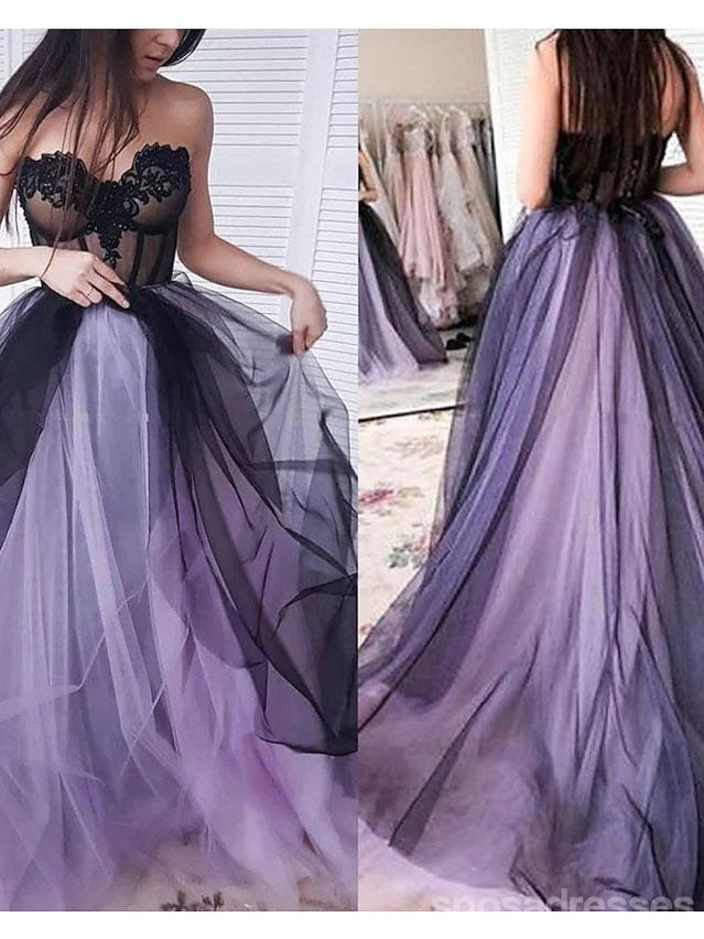 Elegant Black Purple A-Line Sweetheart Long Prom Dress for Women - Perfect for Homecoming, Formal Events & Evening Parties