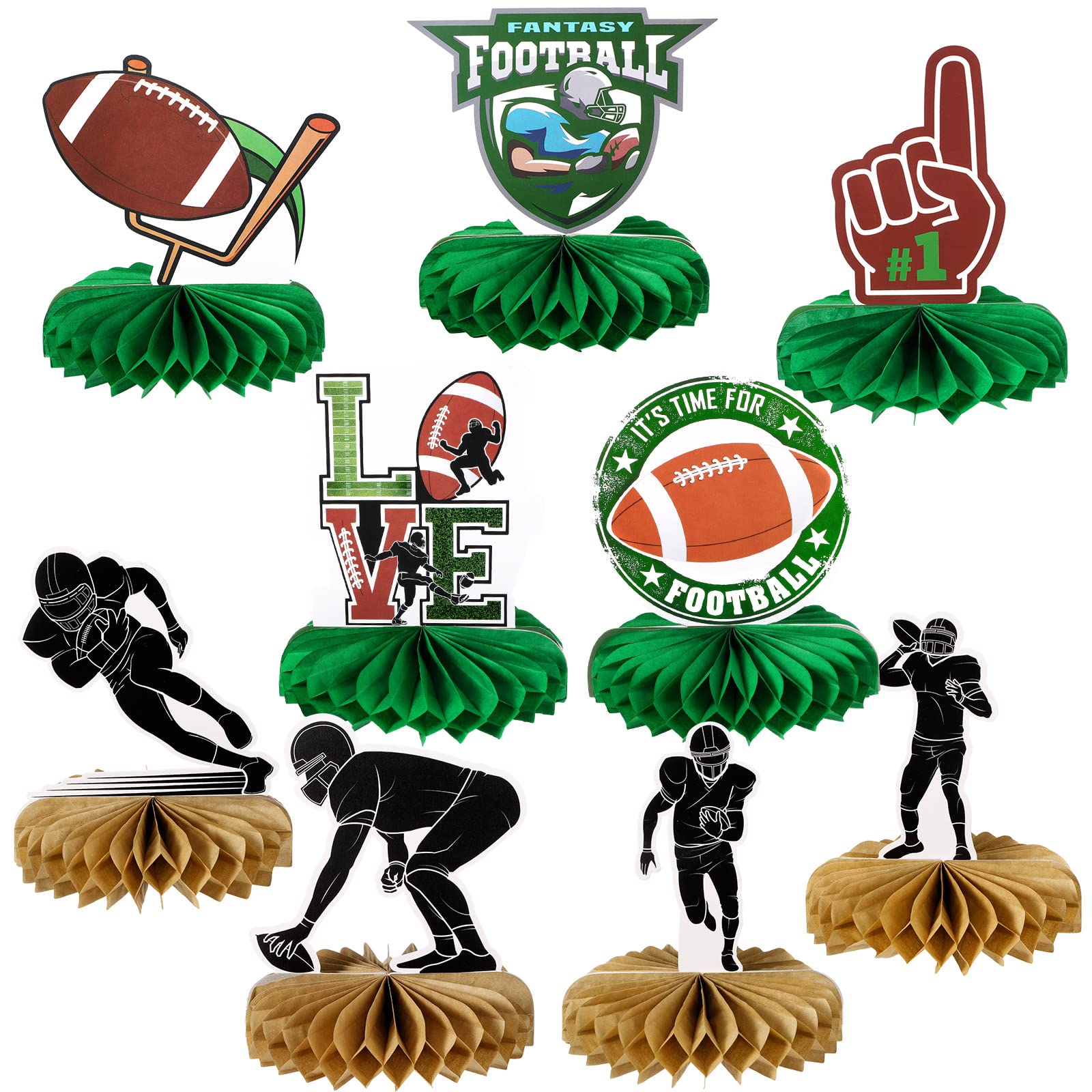 Tallew 9-Piece Football Party Decorations Set - 3D Honeycomb Centerpieces for Table Decor, Football Birthday Party Supplies | Perfect for Game Day Celebrations, Sports Themed Events & Tailgate Parties