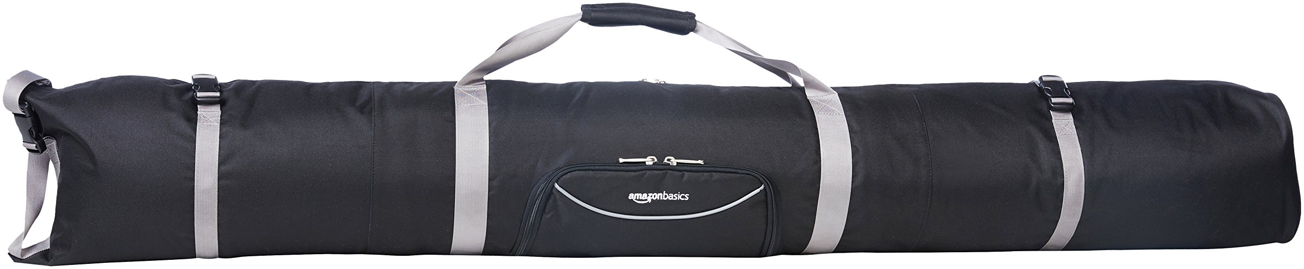 Amazon Basics Single Padded Ski Bag - Waterproof Protective Travel Case for Skis & Poles - Perfect for Air Travel, Winter Vacations & Mountain Resorts