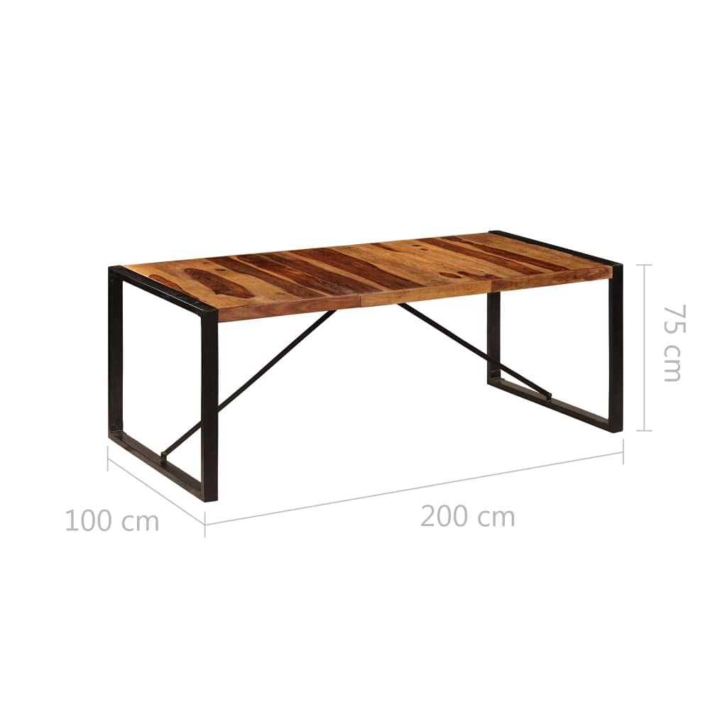 Industrial Style Solid Sheesham Wood Dining Table 78.7x39.4x29.5 Inches - Perfect for Living Room, Dining Room & Bistro | Rustic Home Decor & Restaurant Furniture