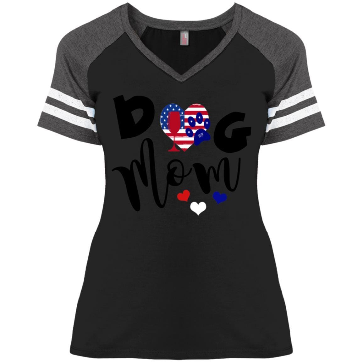 WineyBitches.Co Dog Mom Ladies' Game V-Neck T-Shirt - Funny Pet Lover Tee for Women - Perfect for Dog Parks, Girls Night Out & Casual Wear