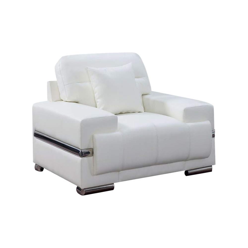 Benzara Stylish White Leatherette Living Room Chair - Comfortable Lounge Seating for Home, Office & Reading Nook