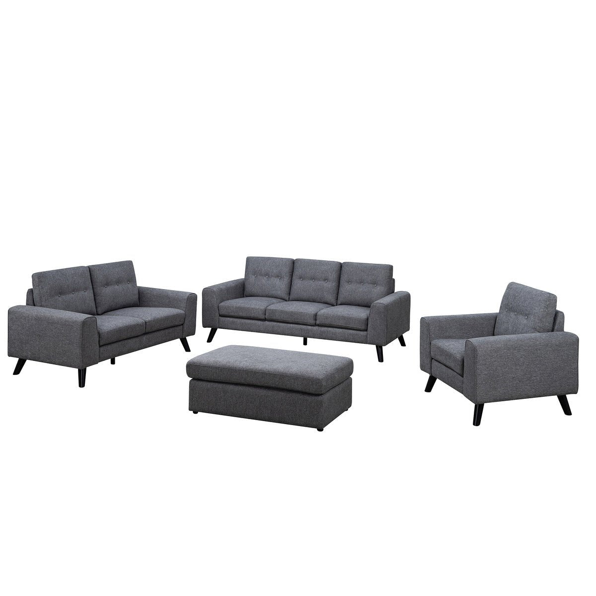 Mid Century Modern Grey Sofa - Evelyn Upholstered Living Room Couch for Home, Office & Lounge Comfort - Perfect for Relaxing, Entertaining & Stylish Decor