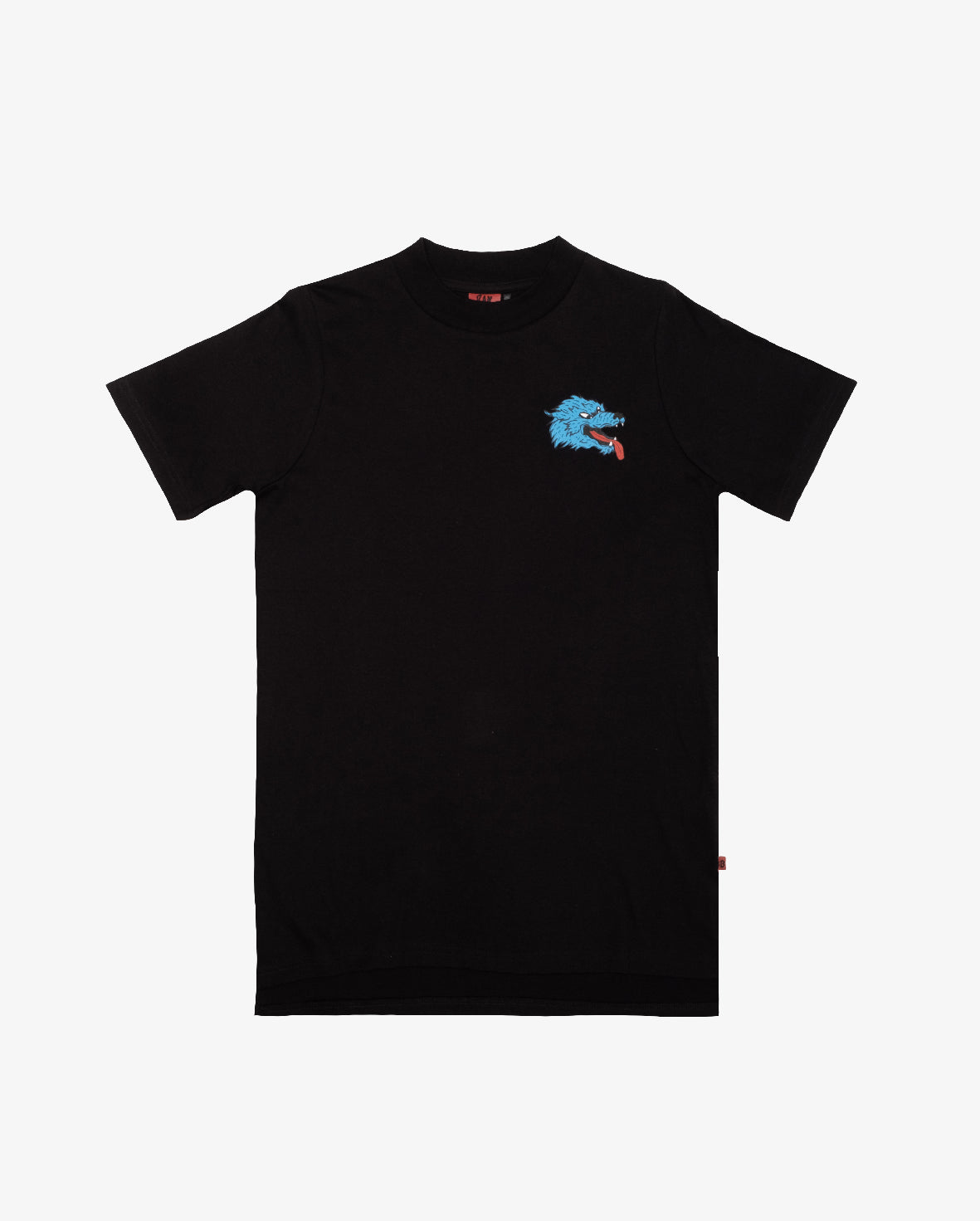 BOB Blue Wolf Step Hem Short Sleeve T-Shirt for Men - Black | Casual Streetwear & Graphic Tee for Everyday Wear