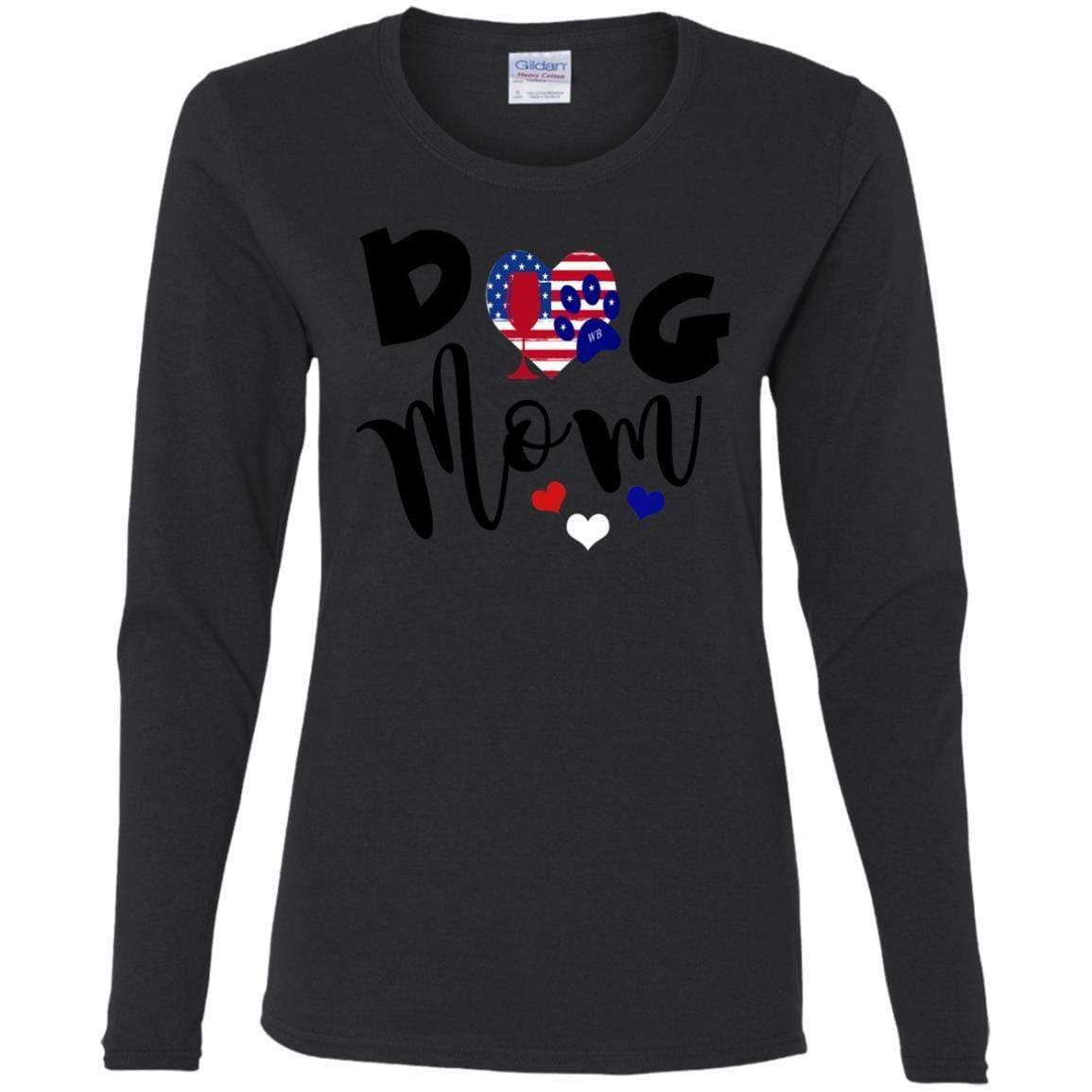 American Dog Mom Cotton Long Sleeve T-Shirt for Women - Comfortable Casual Wear for Dog Lovers | Perfect for Pet Owners, Dog Parks & Everyday Outfits