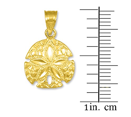 10K Yellow Gold Polished Sea Star Charm Sand Dollar Pendant Necklace - Elegant Beach Jewelry for Women, Perfect for Vacation, Wedding & Everyday Wear