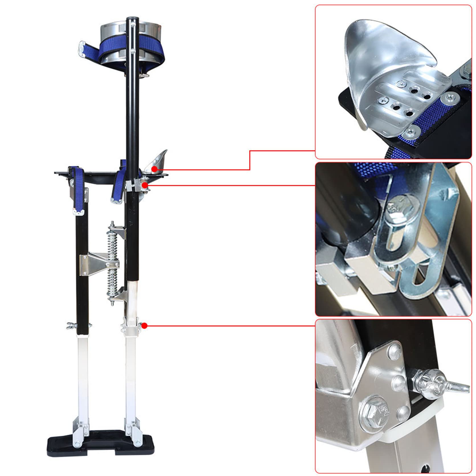 Adjustable Drywall Stilts 18-30 Inches - Professional Sheetrock Painting & Cleaning Stilts for Construction Workers (Black) - Perfect for Ceiling Work, Wall Repair, and Home Renovation Projects