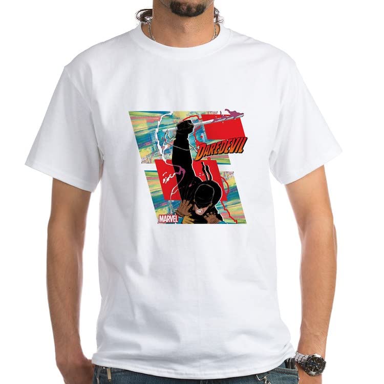 Daredevil Nunchuk White Cotton T-Shirt for Men & Women | Superhero Graphic Tee | Casual Wear & Comic Con Cosplay