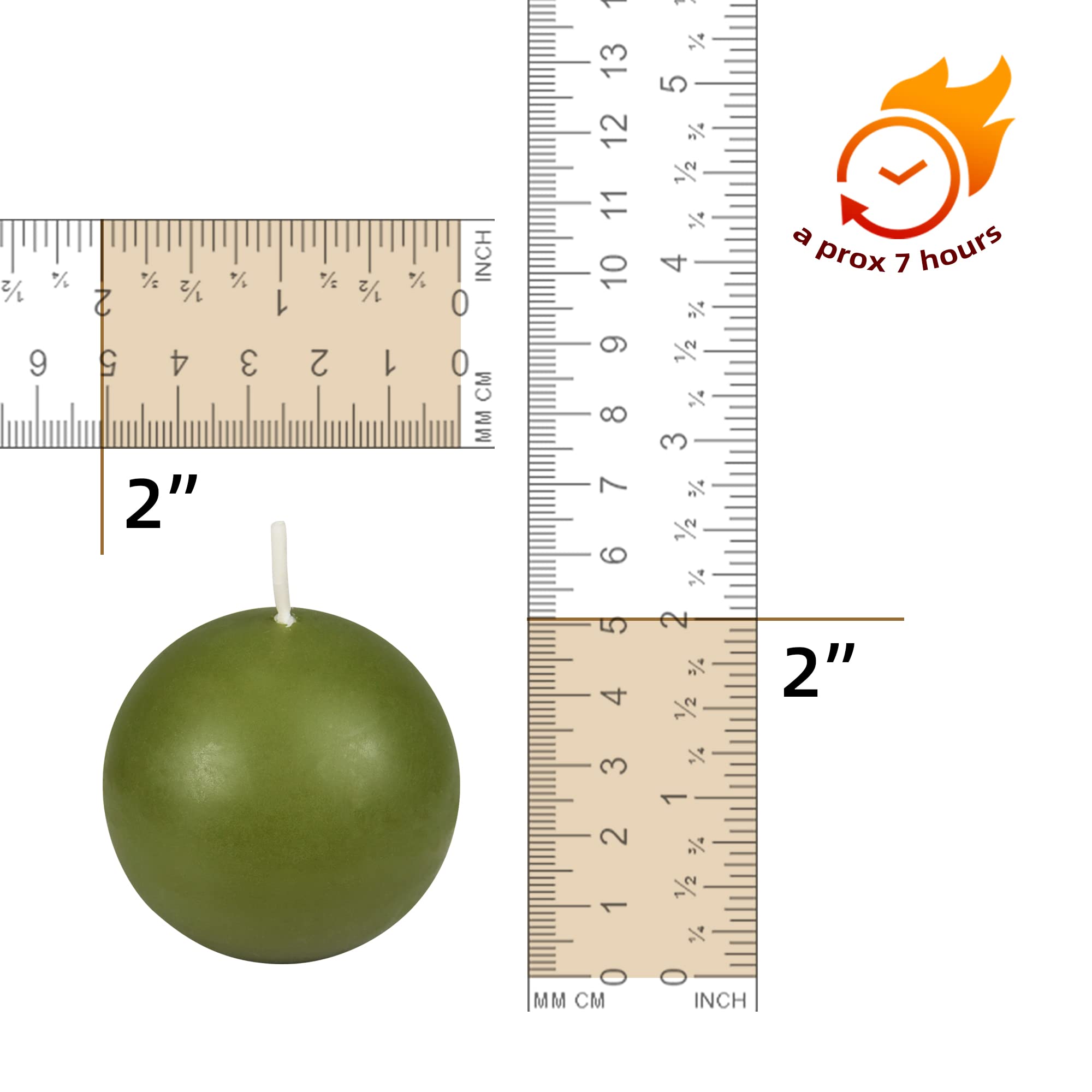 2 Inch Sage Green Ball Candles - 96 Count Bulk Pack for Weddings, Parties, and Home Decor
