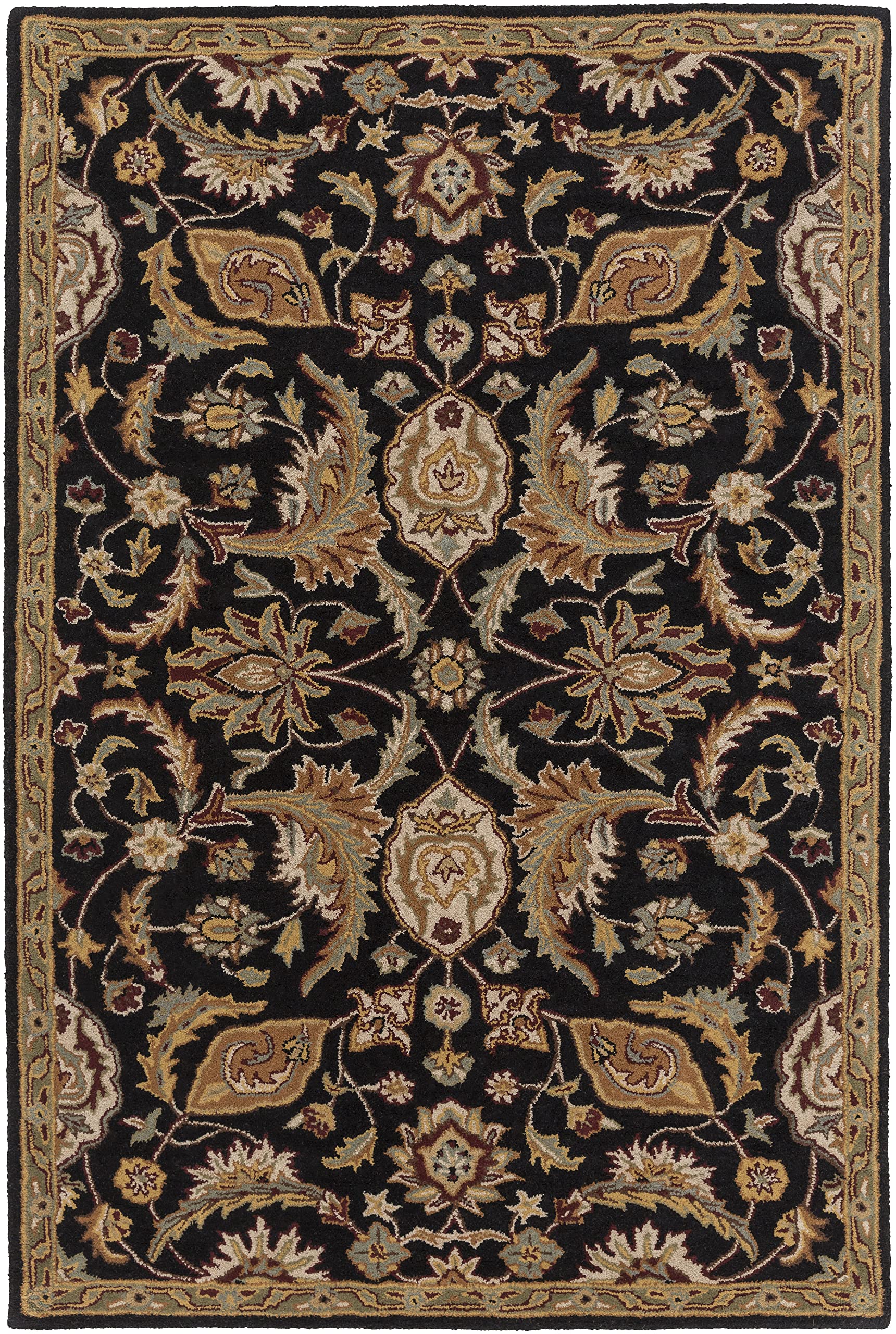 Premium 6x9 Wool Area Rug by Mark&Day - Traditional Nolde Black, Brown & Cream Carpet for Living Room, Bedroom, Kitchen | Soft & Durable Floor Covering for Home Decor & High Traffic Areas
