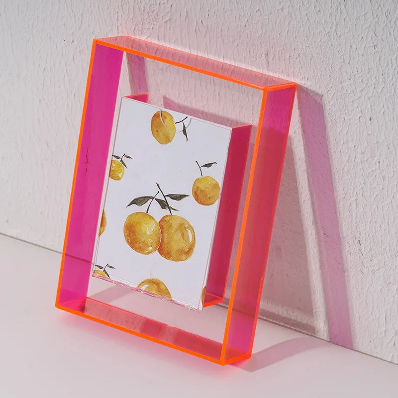 Neon Dreams Acrylic Picture Frame - Modern LED Photo Display for Wall Decor, Bedroom, Living Room & Office - Shatter-Resistant Clear Plastic Frame for 4x6, 5x7, 8x10 Photos