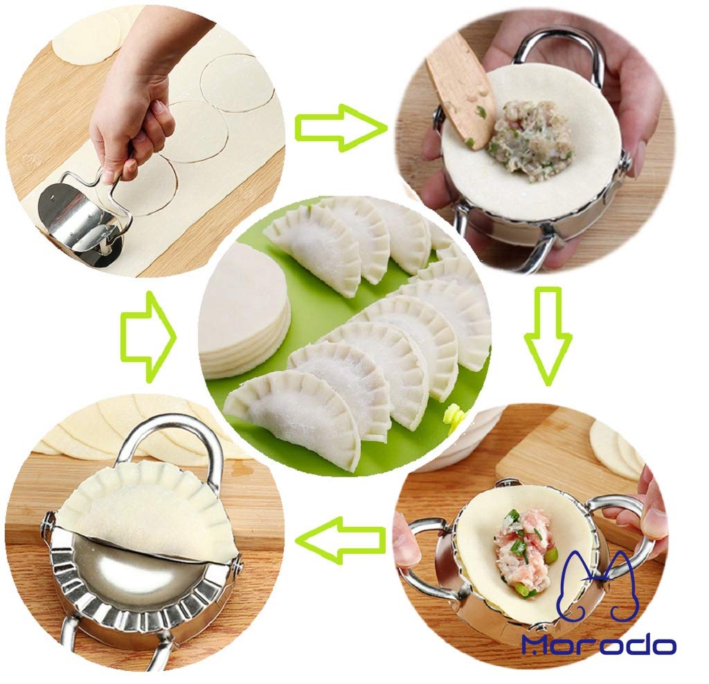 Morodo Dumpling Maker Kit - 1 Dumpling Press & 2 Molds for Quick Homemade Dumplings | Perfect for Asian Cooking, Family Meal Prep & Party Snacks