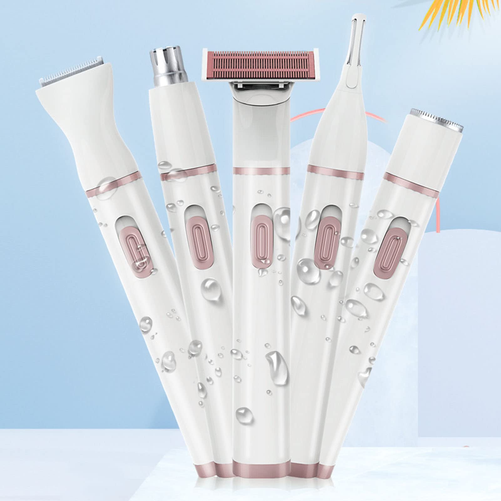 Women's 5-in-1 Electric Razor - USB Rechargeable Shaver with Stainless Steel Heads for Smooth Hair Removal | Perfect for Eyebrows, Nose Hair & Body Grooming | At-Home Salon Experience & Travel Essential