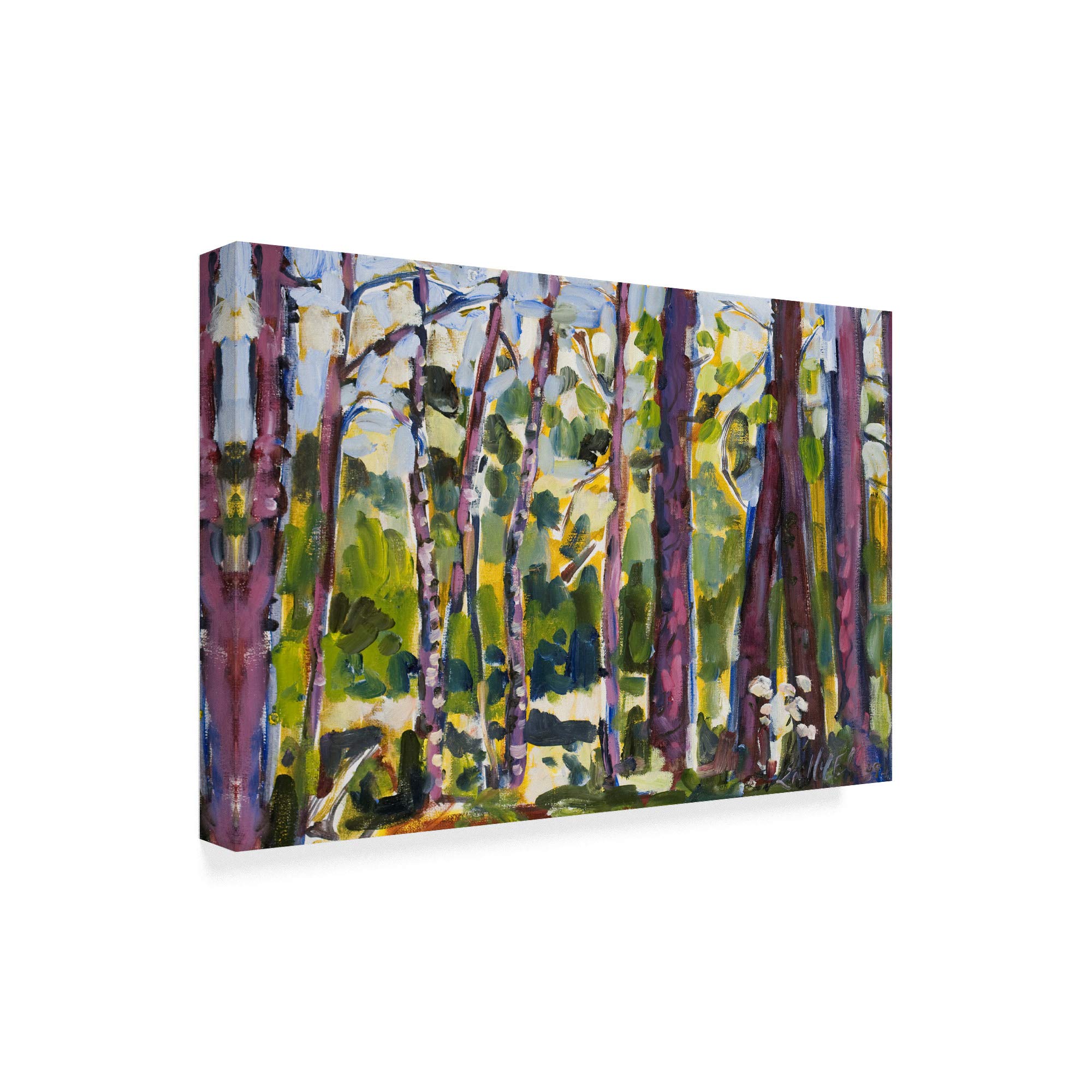 Trademark Fine Art Brushy Tree Line II by Erin McGee Ferrell - 16x24 Inch Canvas Wall Art - Nature Landscape Painting for Living Room, Bedroom & Office Decor