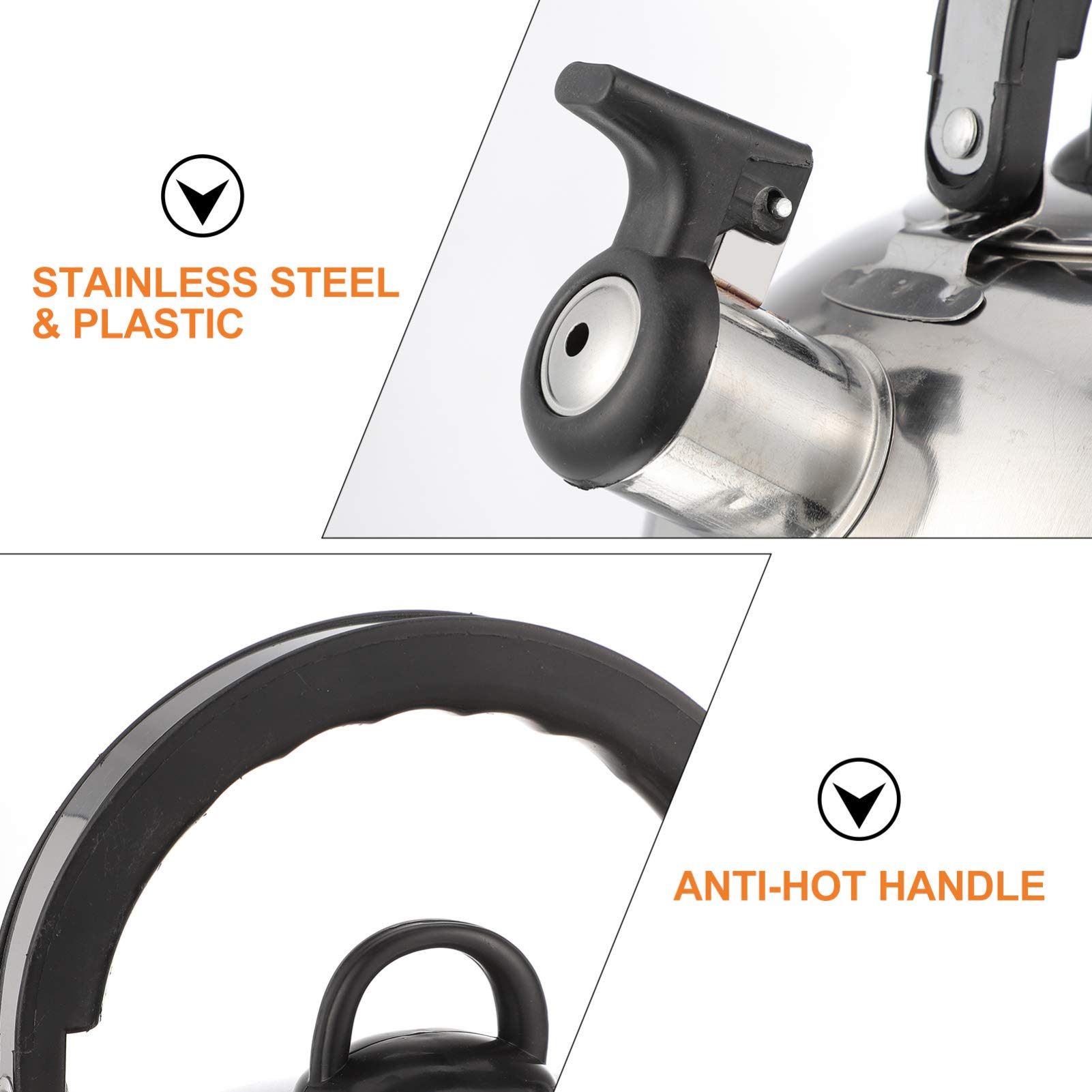 DOITOOL 1.2 Quart Stainless Steel Whistling Tea Kettle for Gas Stove - Classic Stovetop Teapot with Ergonomic Handle for Boiling Water, Perfect for Home Kitchen, Camping & Tea Ceremonies