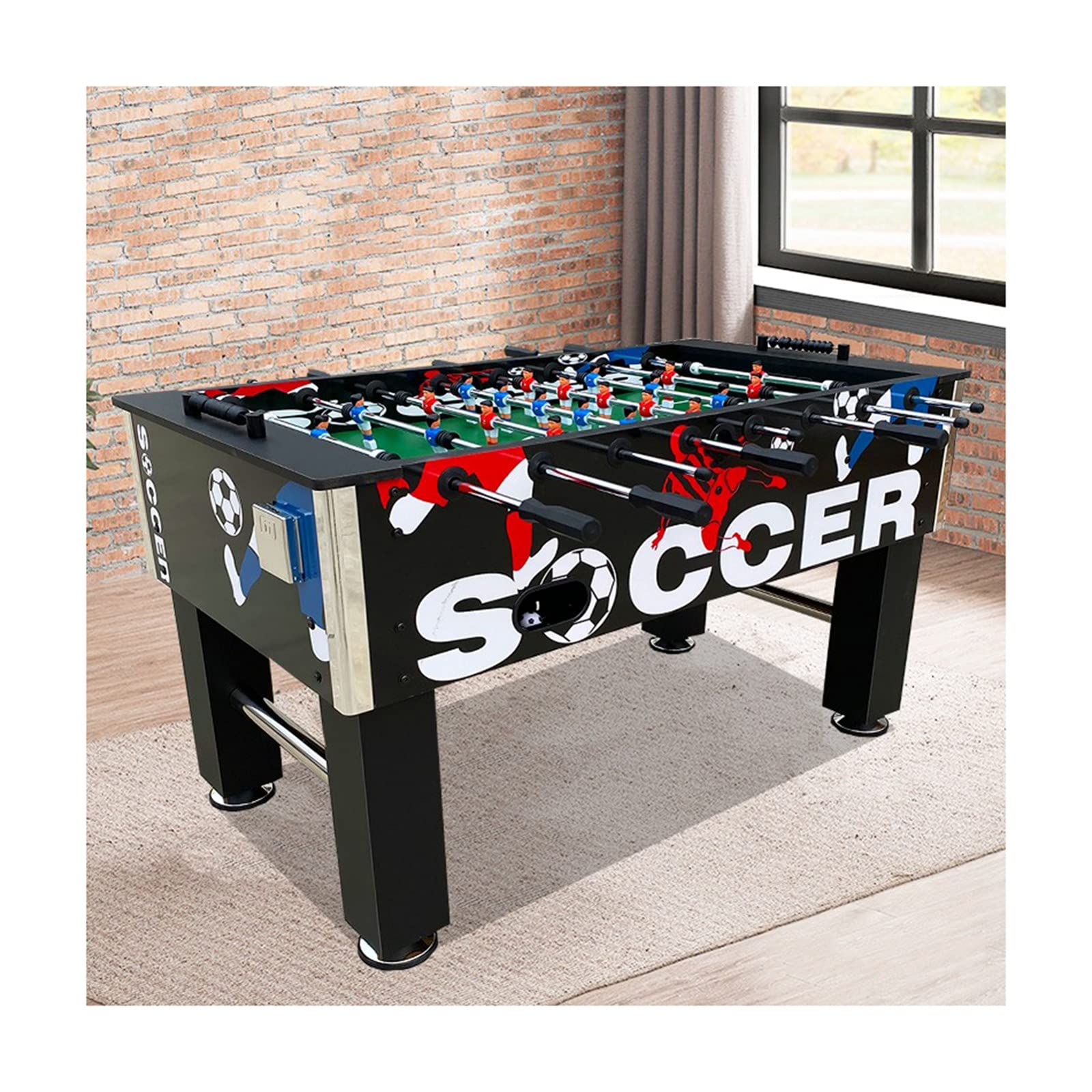 Premium WERTYU Foosball Table - Standard Size Adult Soccer Game Table for Home & Office | Desktop Football Game for Game Rooms, Bars & Family Fun (Color: A)