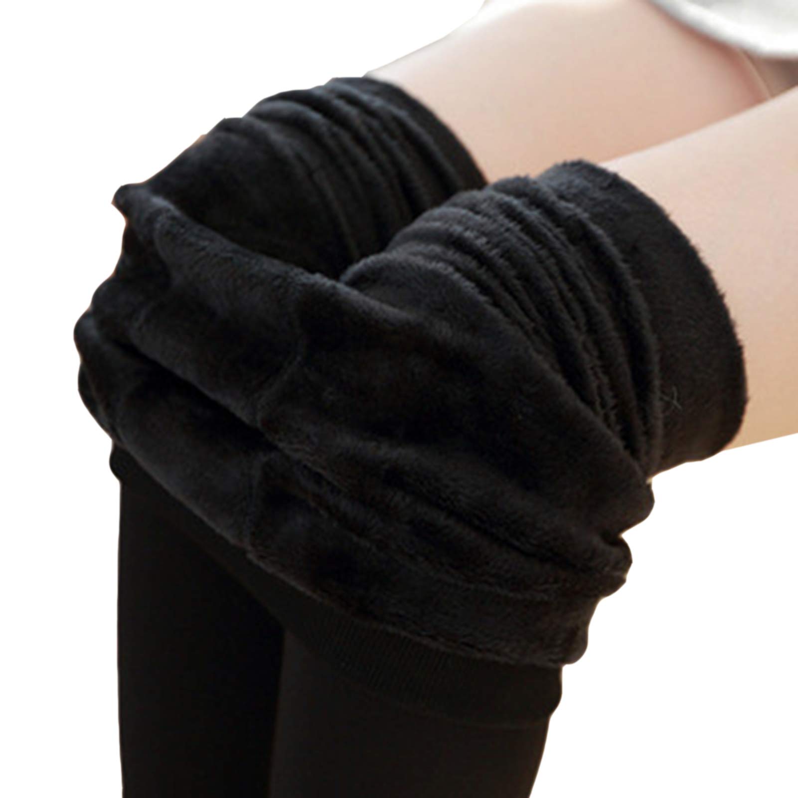 HOAPL Women's Fleece Lined Leggings - Winter Warm Thermal Pants with High Waist & Tummy Control, Thick Velvet Tights in Multiple Colors (Black) - Perfect for Cold Weather, Yoga, Workout & Everyday Wear