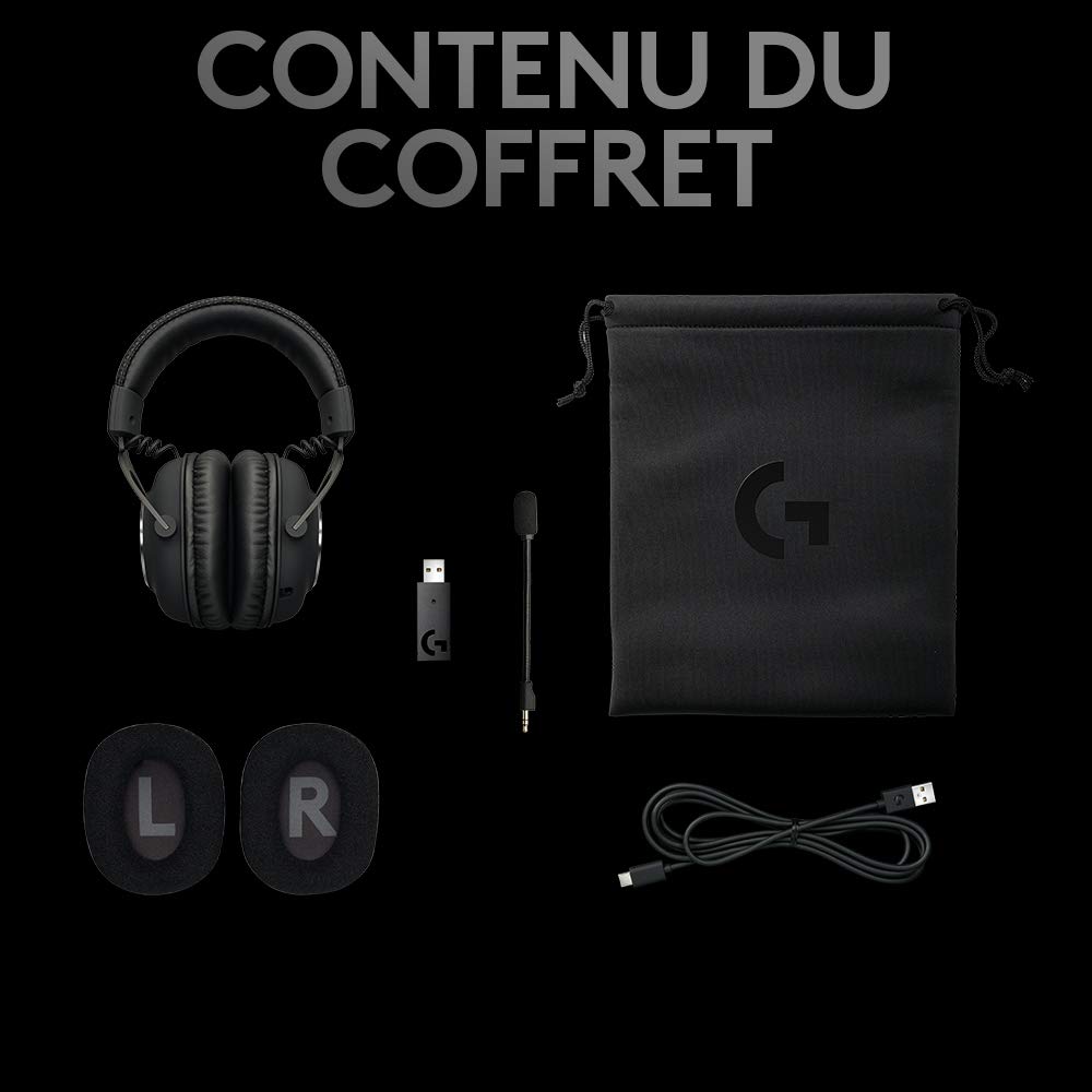 Logitech G PRO X LIGHTSPEED Wireless Gaming Headset with Blue VOICE Mic Filter, PRO-G 50mm Drivers, DTS Headphone:X 2.0, 20-Hour Battery for PC, PS5, PS4, Nintendo Switch - Black | Perfect for Competitive Gaming & Streaming