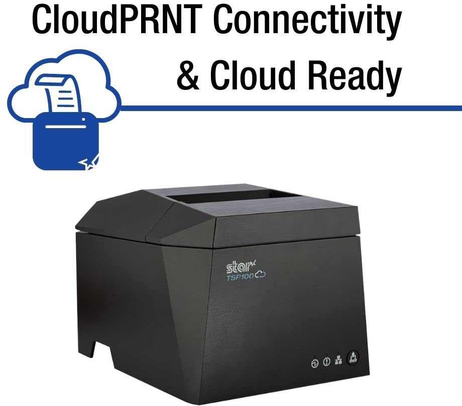 Star Micronics TSP143IVUE USB & Ethernet Thermal Receipt Printer - Android AOA, CloudPRNT Support with Auto Cutter & Internal Power Supply | Ideal for Retail Stores, Restaurants, and POS Systems
