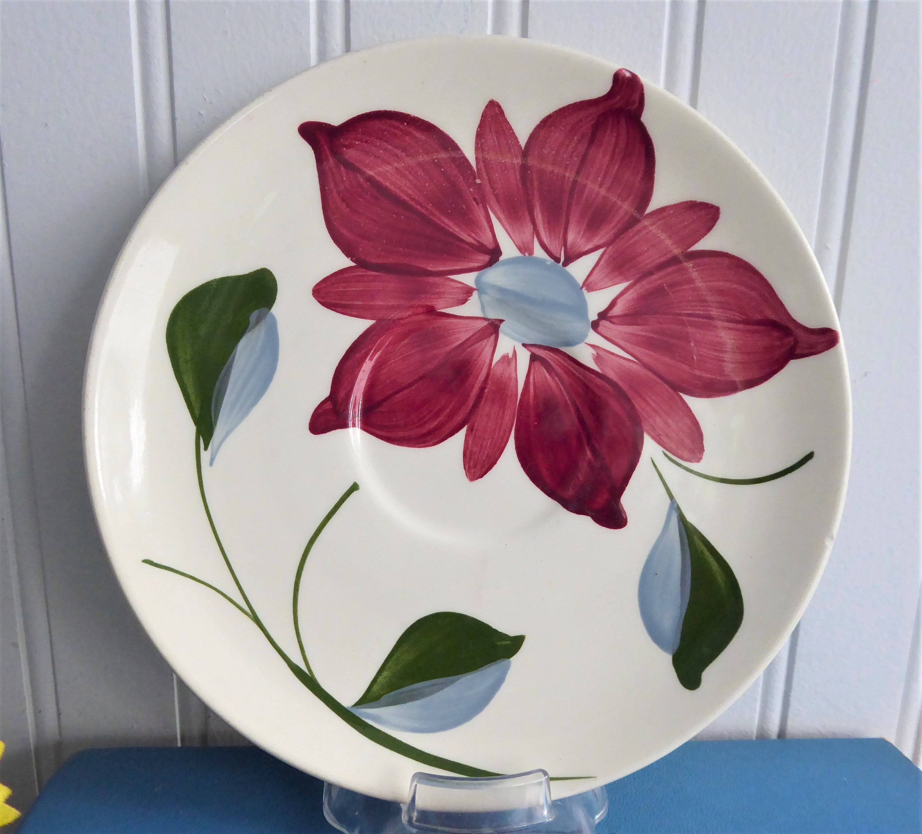 Vintage Blue Ridge Poinsettia Teacup and Saucer Set - 1940s Colonial Style Holiday China for Christmas Tea Parties & Collectors