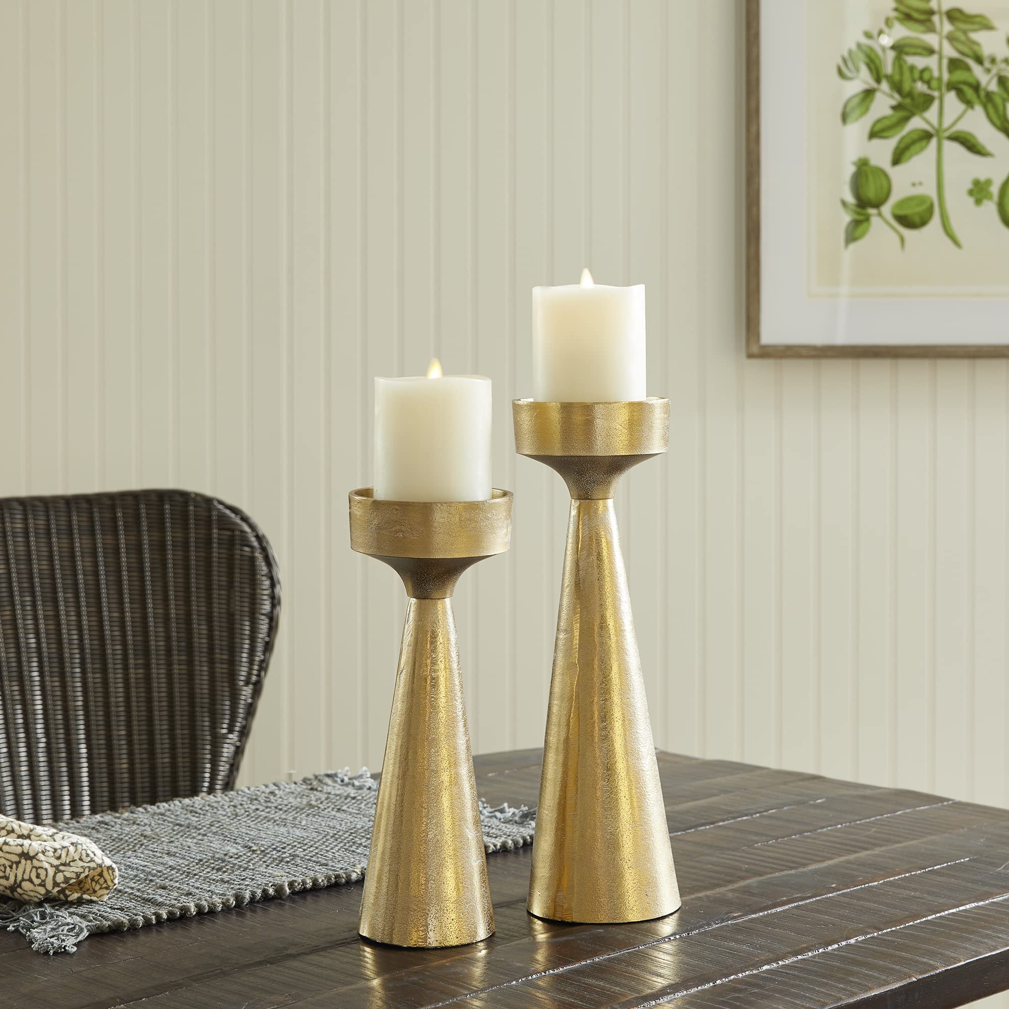 Napa Home & Garden Florence Large White Ash Gold Candle Stand - Elegant Home Decor for Living Room, Bedroom, or Wedding Centerpiece