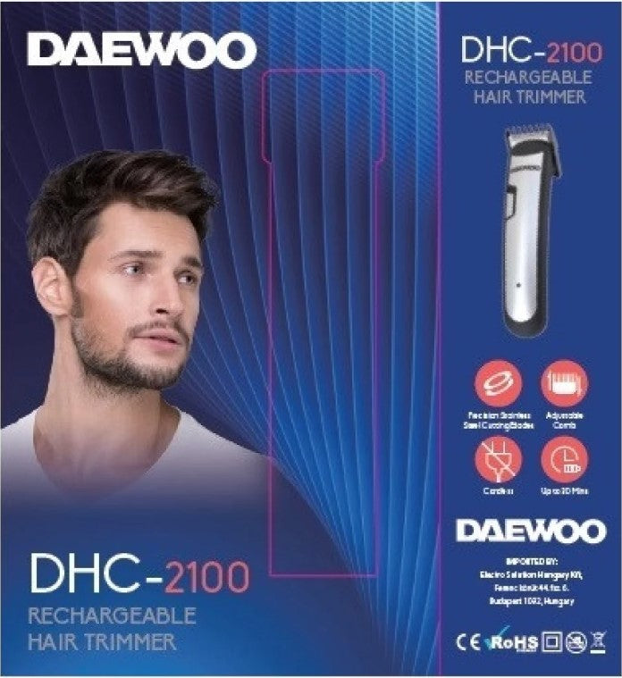 Daewoo DHC 2100 Rechargeable Hair Trimmer for Men & Women - 220-240V 50/60Hz - Professional Cordless Hair Clipper for Home & Travel Use