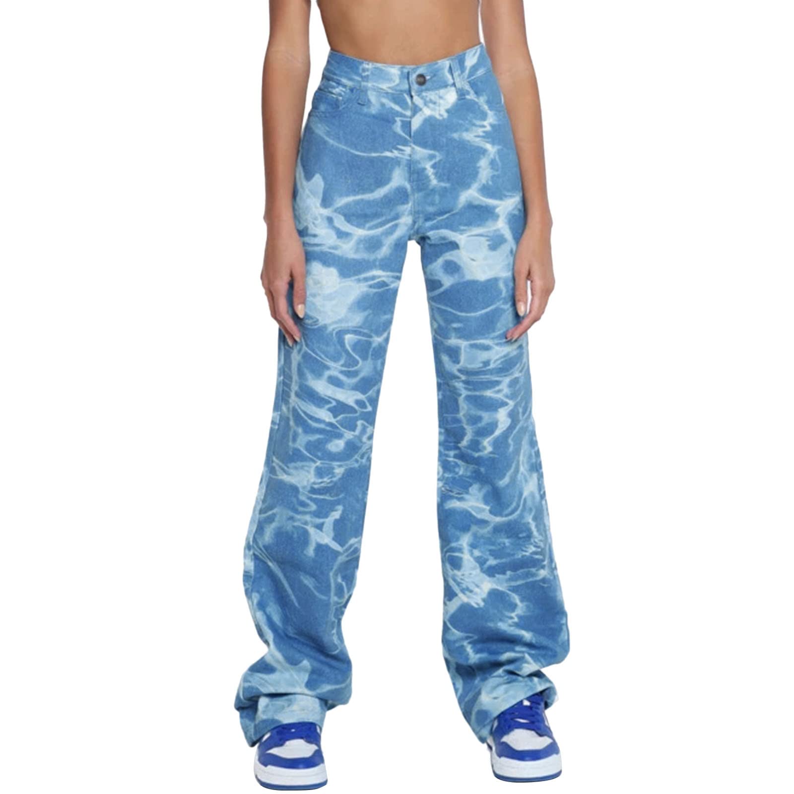 Fankle Women's Tie Dye Print Flare Pants - Y2K Boho Wide Leg Vintage Sweatpants for Women | 90s Streetwear Fashion | Perfect for Casual Outfits, Music Festivals & Retro Style